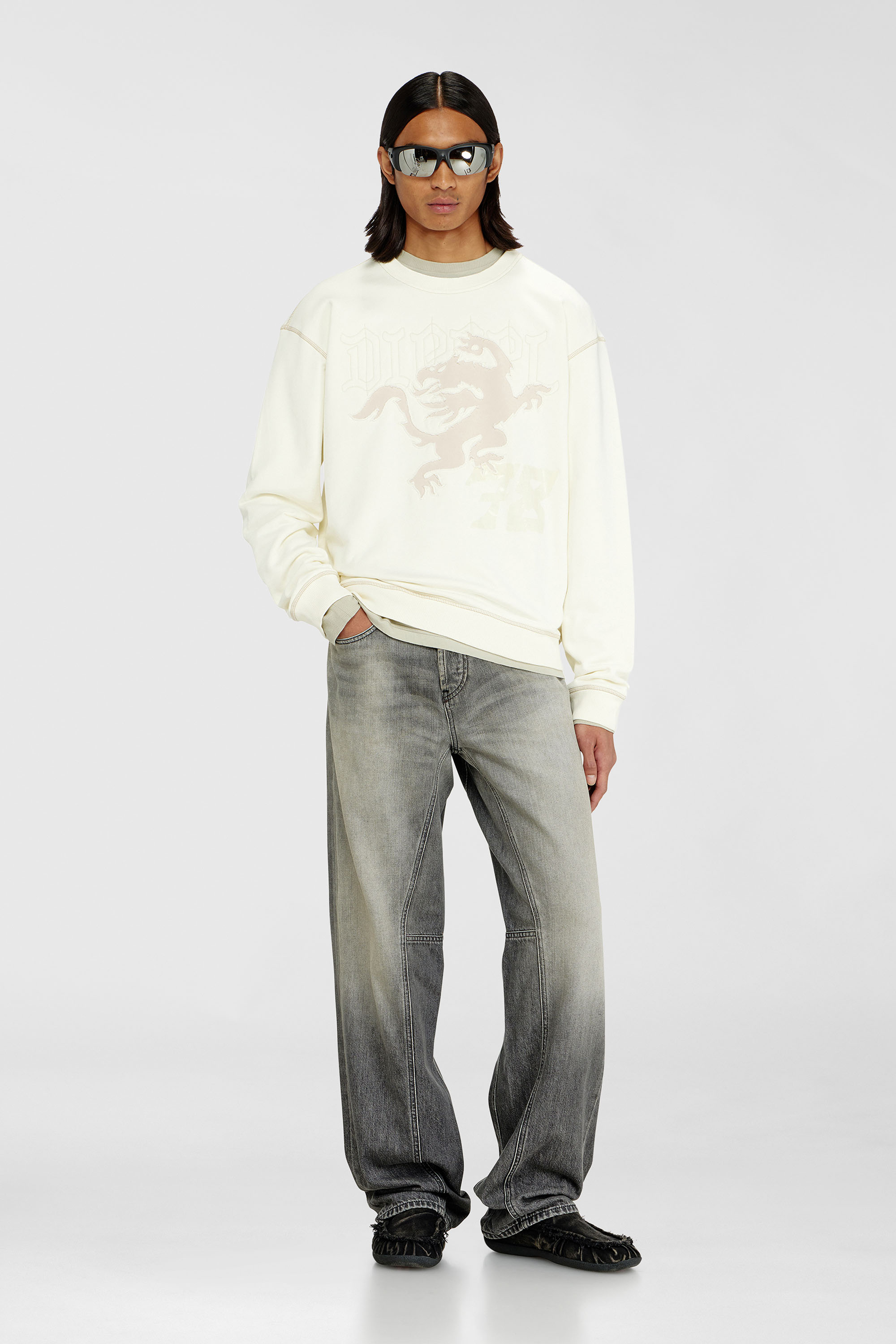 Diesel - S-NORM-AA3, Felpa con ricamo e stampa Uomo in Bianco - 2