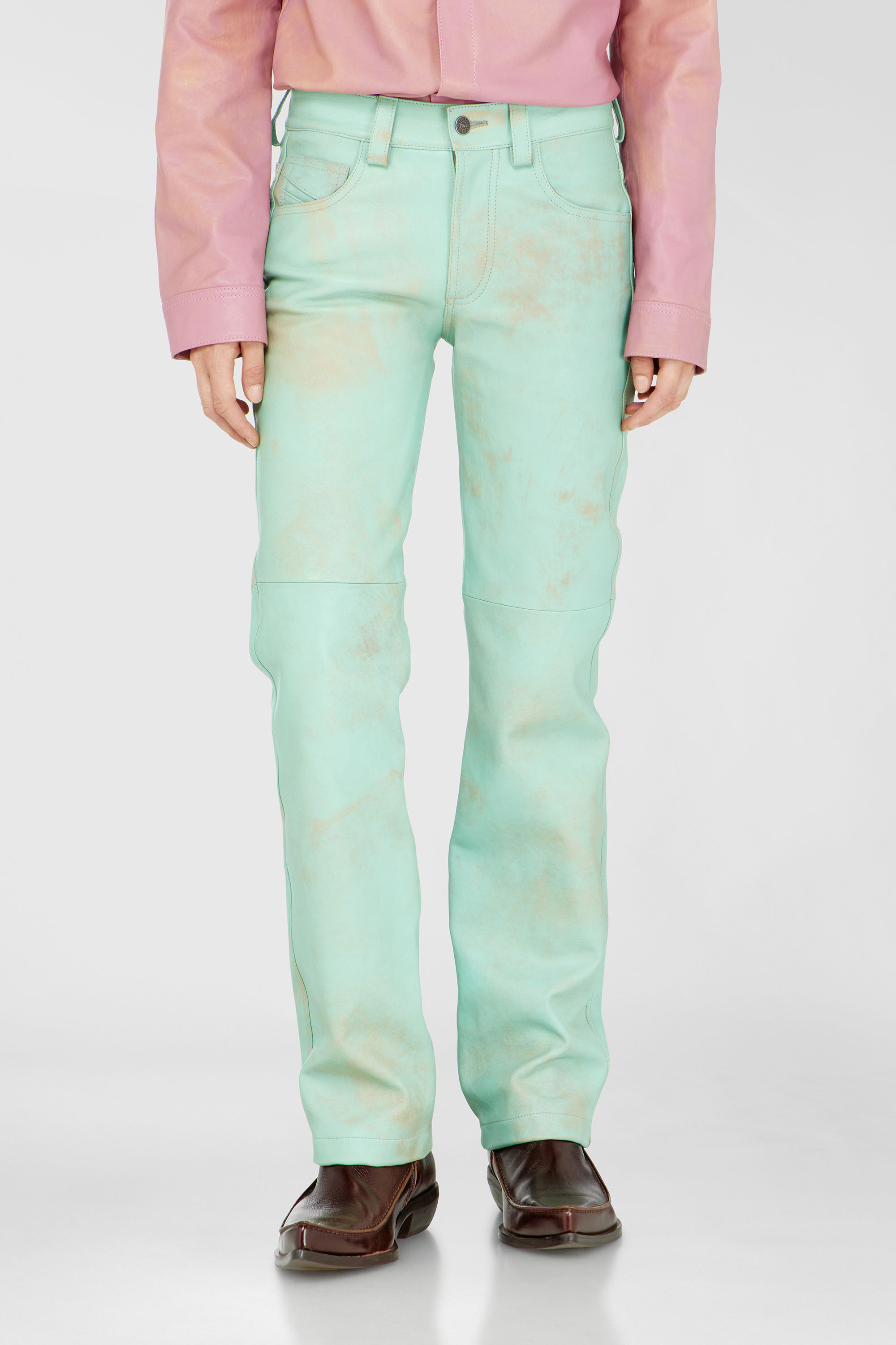 Diesel - L-POCKA, Pantaloni in pelle lavorata Donna in Verde - 1
