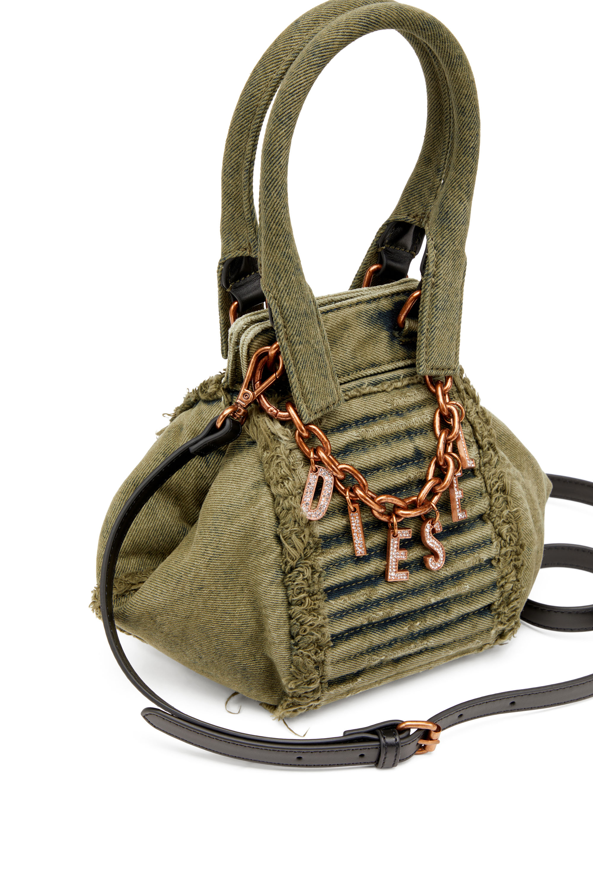 Diesel - D-VINA-XS, D-Vina-Xs-Borsa in denim distressed Donna in Verde - 5