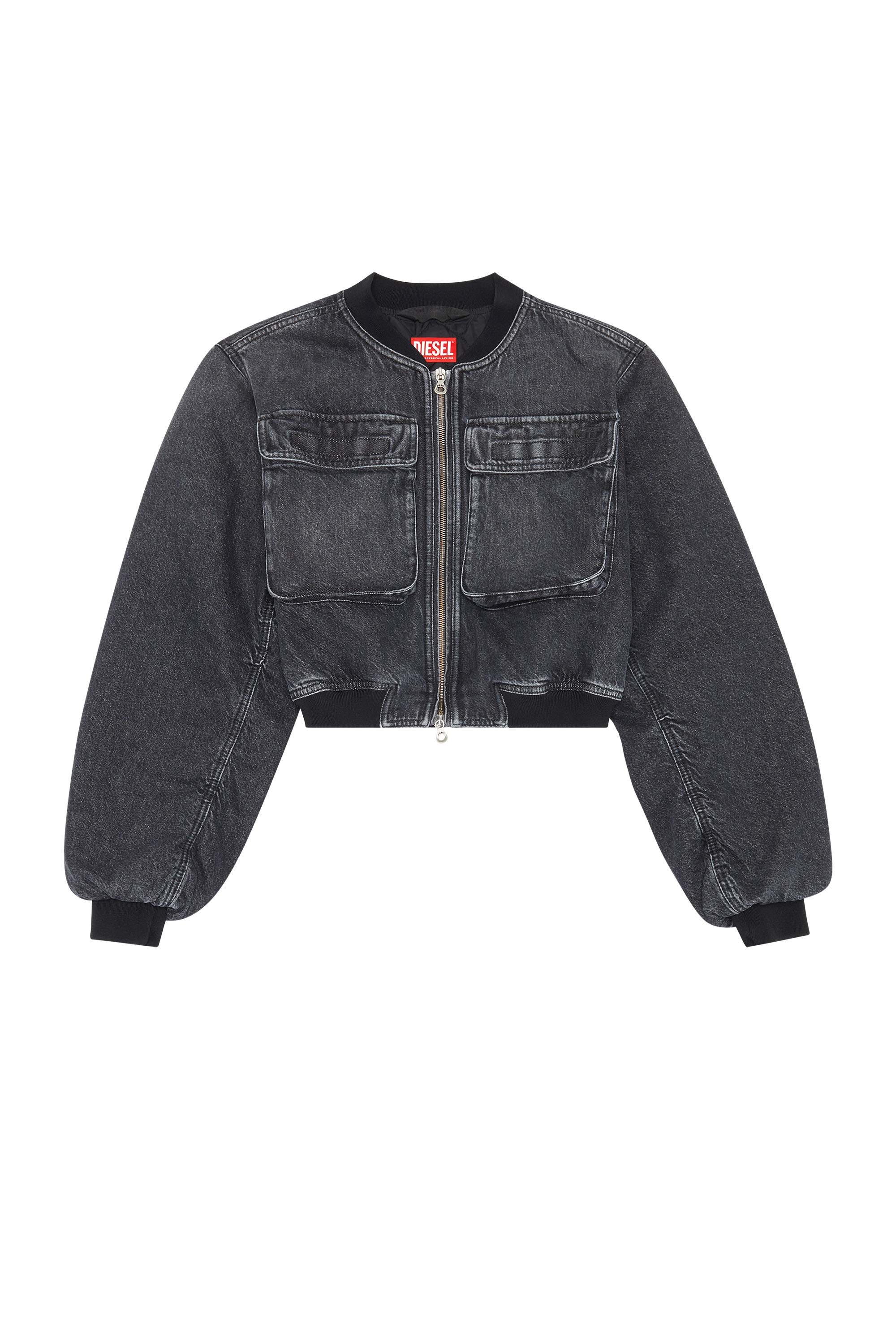 Diesel - DE-KHLO-S, Giacca cropped in denim 100% cotone Donna in Nero - 2