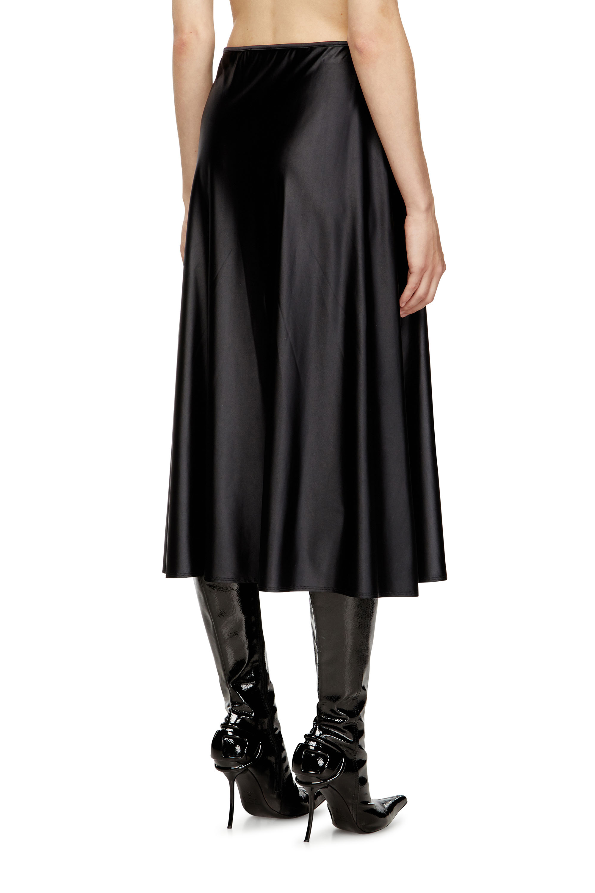 Diesel - O-MORI, Gonna midi in nylon dal taglio svasato Donna in Nero - 4