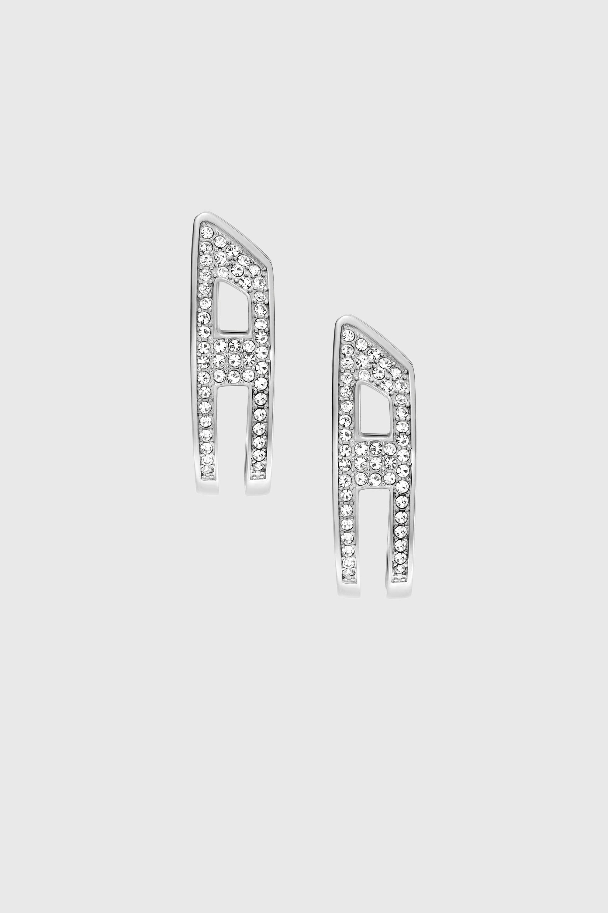 Diesel - DX1739040, Orecchini a cerchio in acciaio inox con pav&eacute; Unisex in Argento - 2