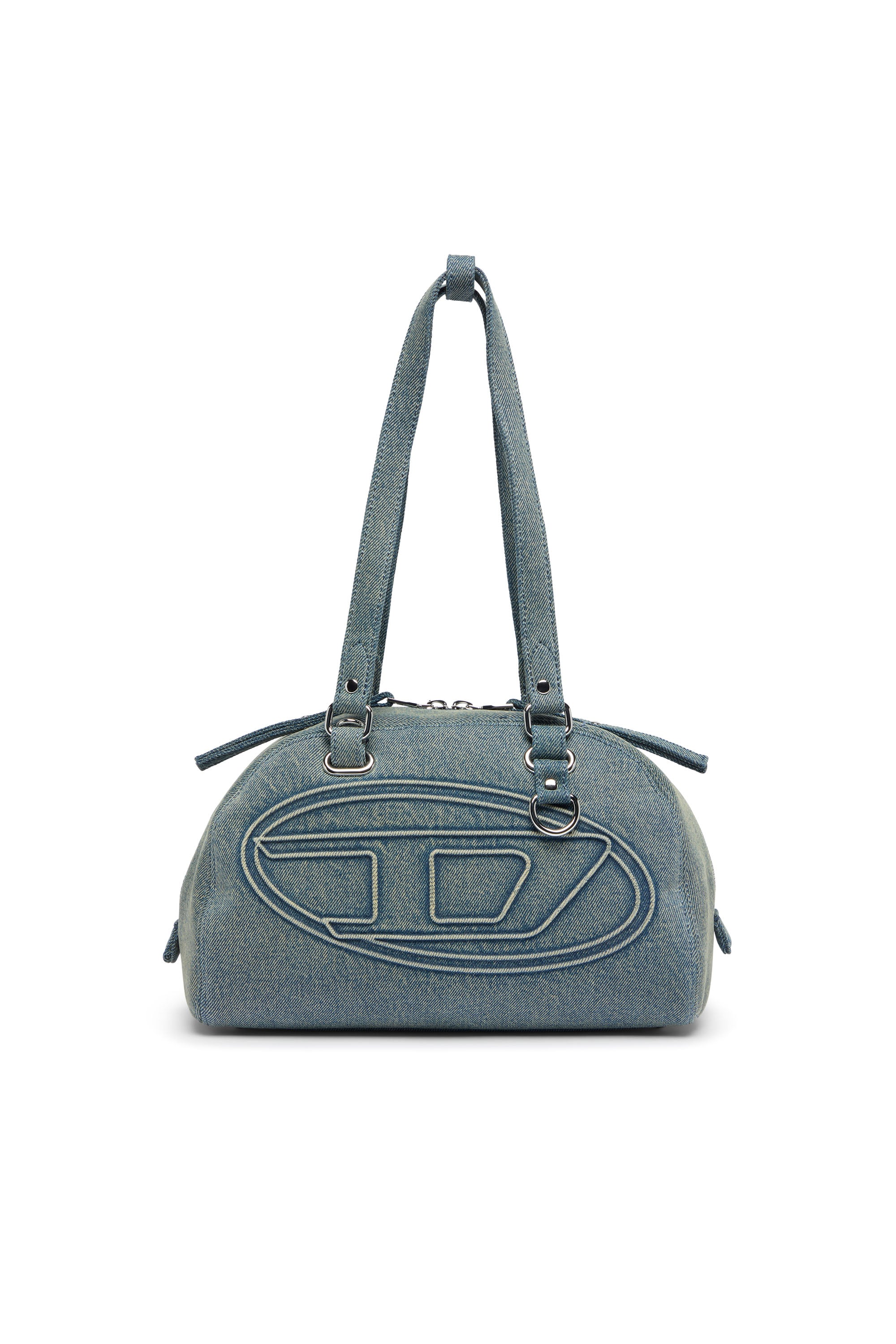 Diesel - 1DR DOME SOFT SHOULDER, 1DR Dome-Borsa a spalla in denim con logo Oval D Unisex in Blu - 1