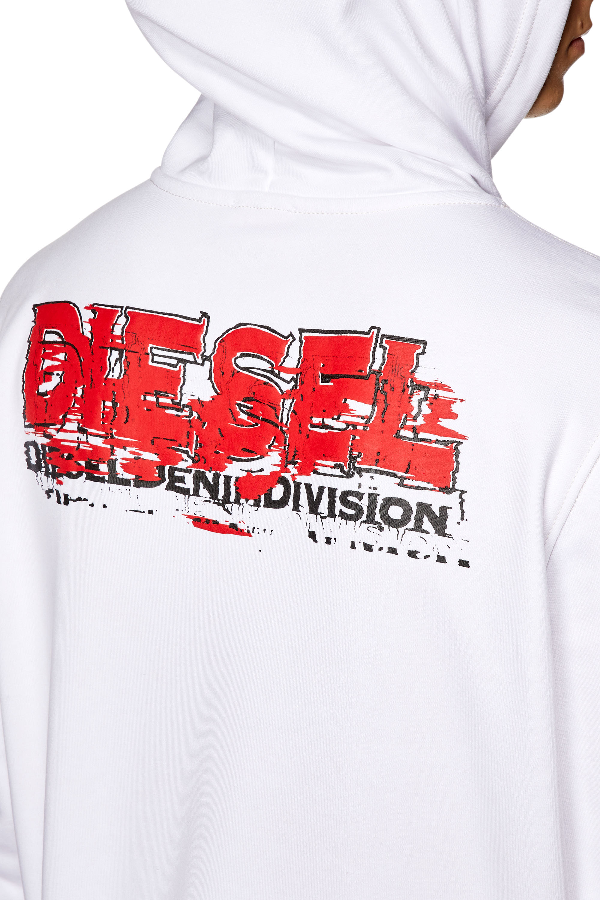 Men's Hoodie with glitchy logo | White | Diesel