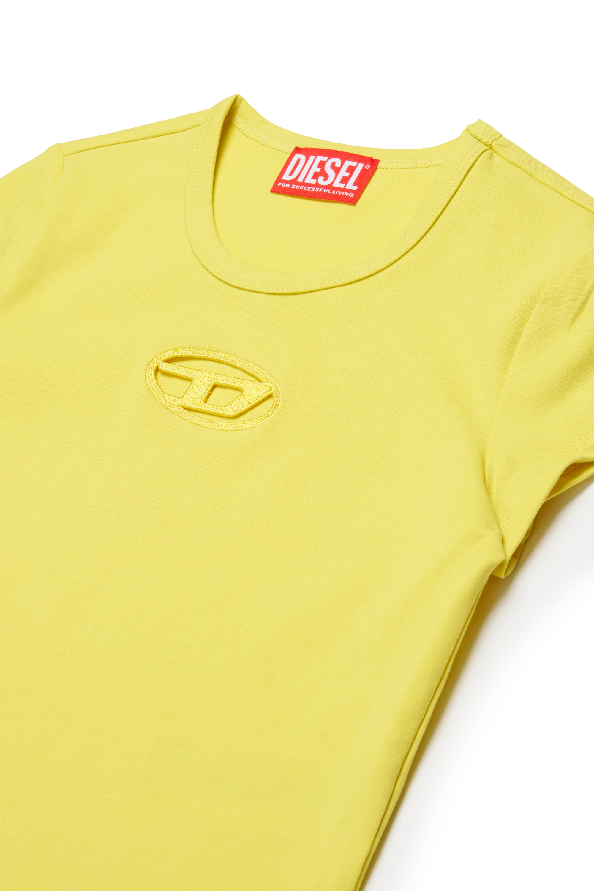 Diesel - TANGIE, T-shirt con logo Oval D cut-out Donna in Giallo - 3