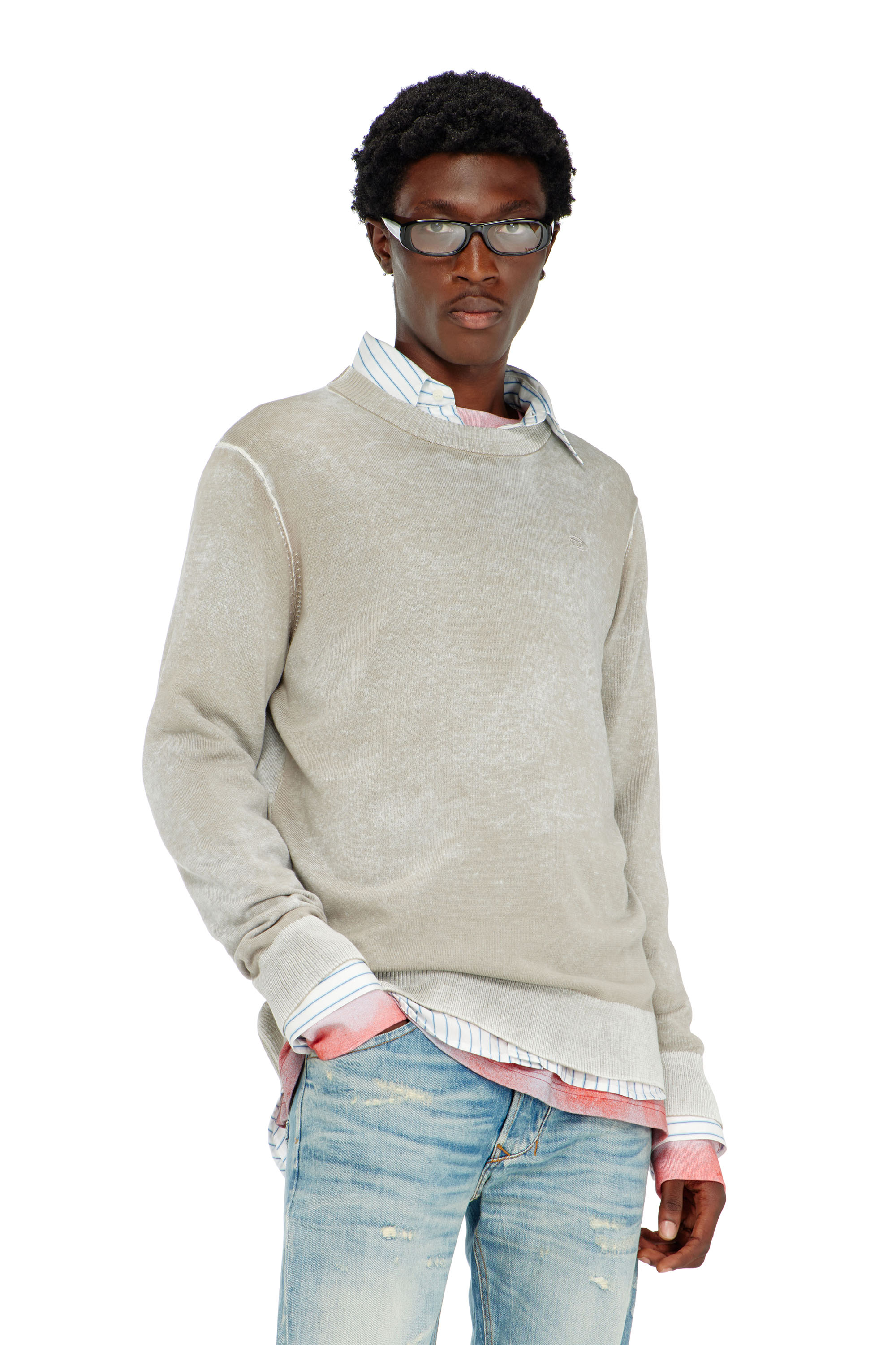 Diesel - K-LAURENT, Maglia con stampa interna sfumata Uomo in Grigio - 1