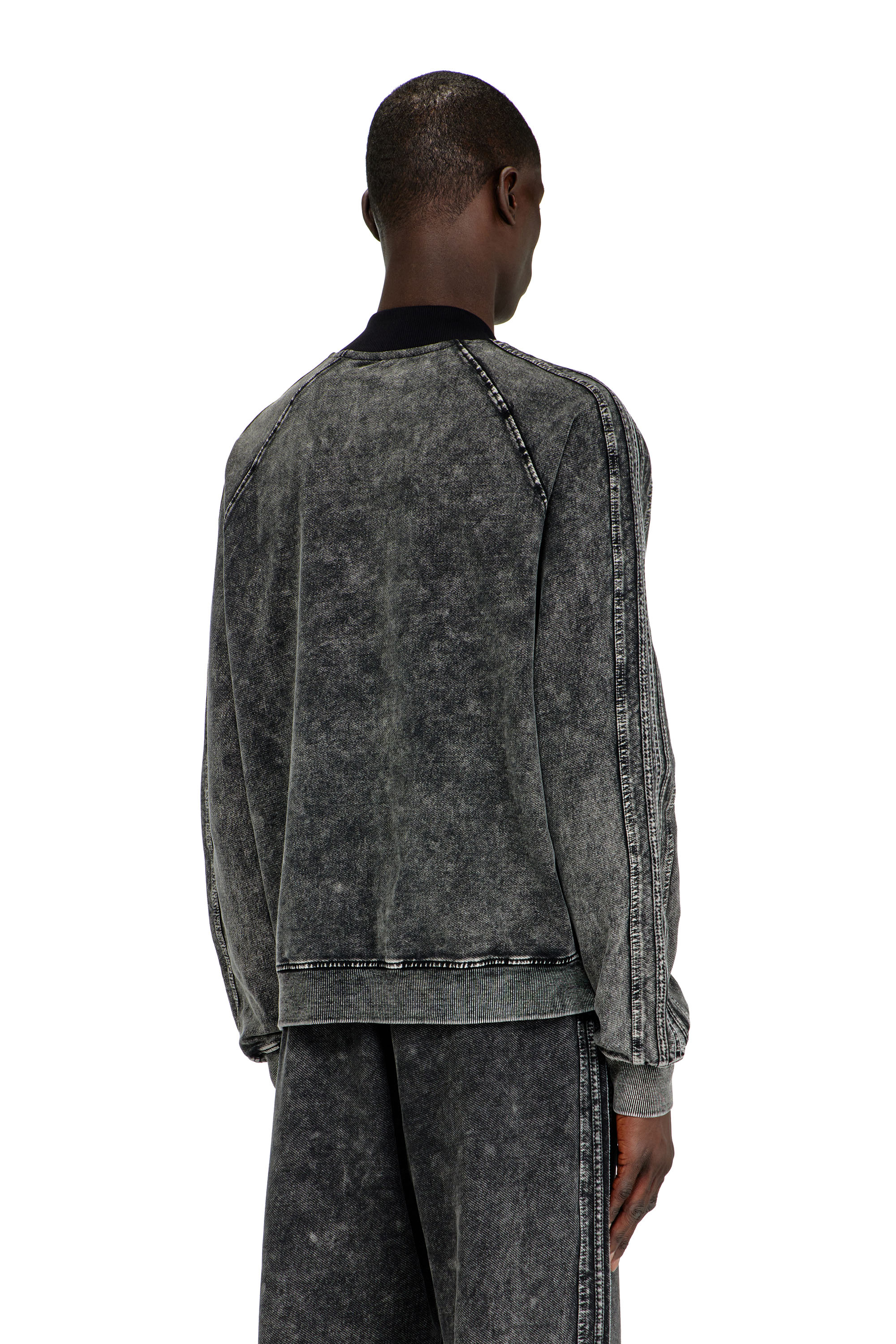 Diesel - S-ALT, Felpa con chiusura a zip e bande lungo le maniche Uomo in Nero - 3