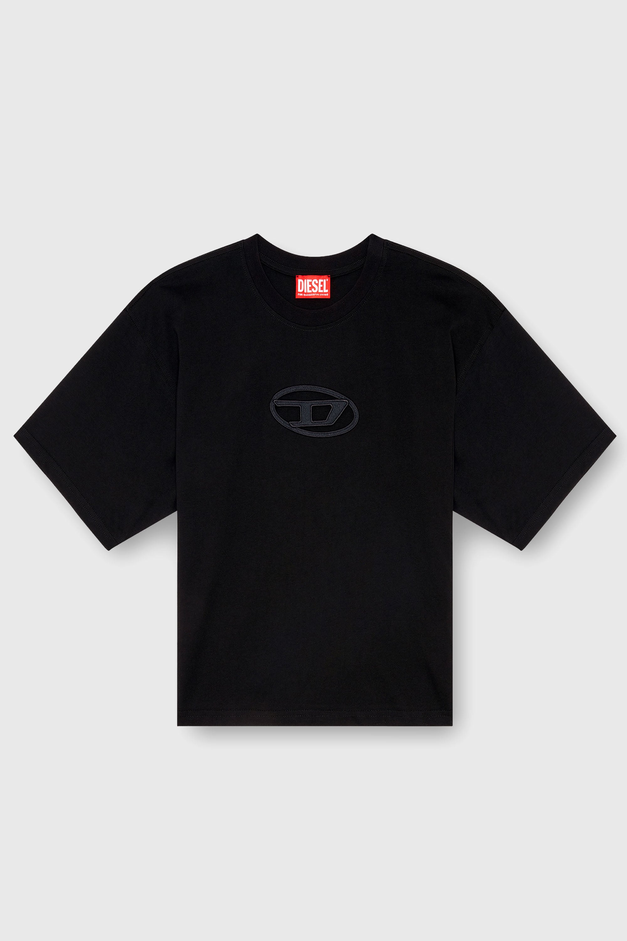 Diesel - T-BUXT-CROP-OD, T-shirt boxy con Oval D cut-out Donna in Nero - 2