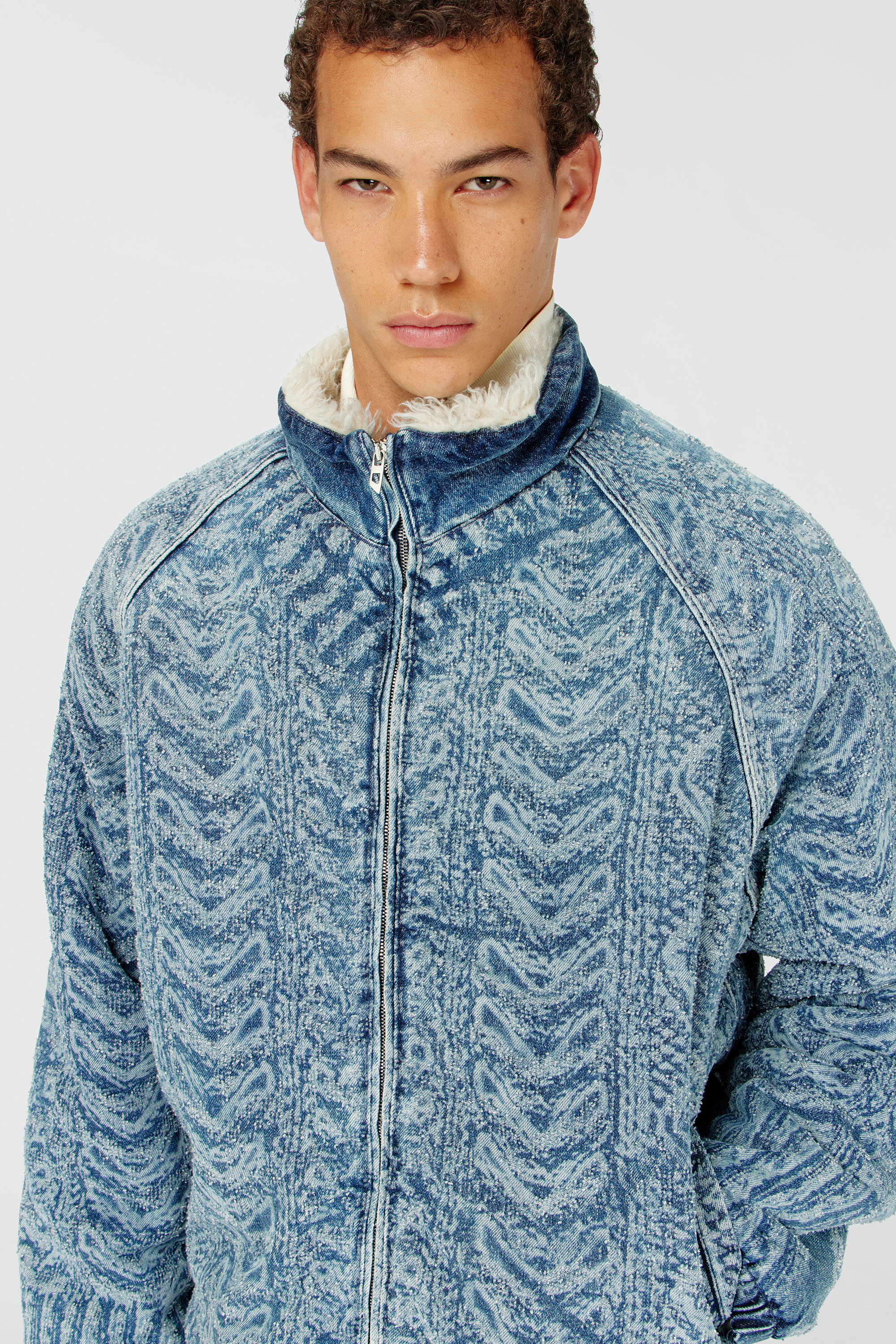 Diesel - D-KRAPS-S, Giacca in denim effetto maglia a trecce Uomo in Blu - 5
