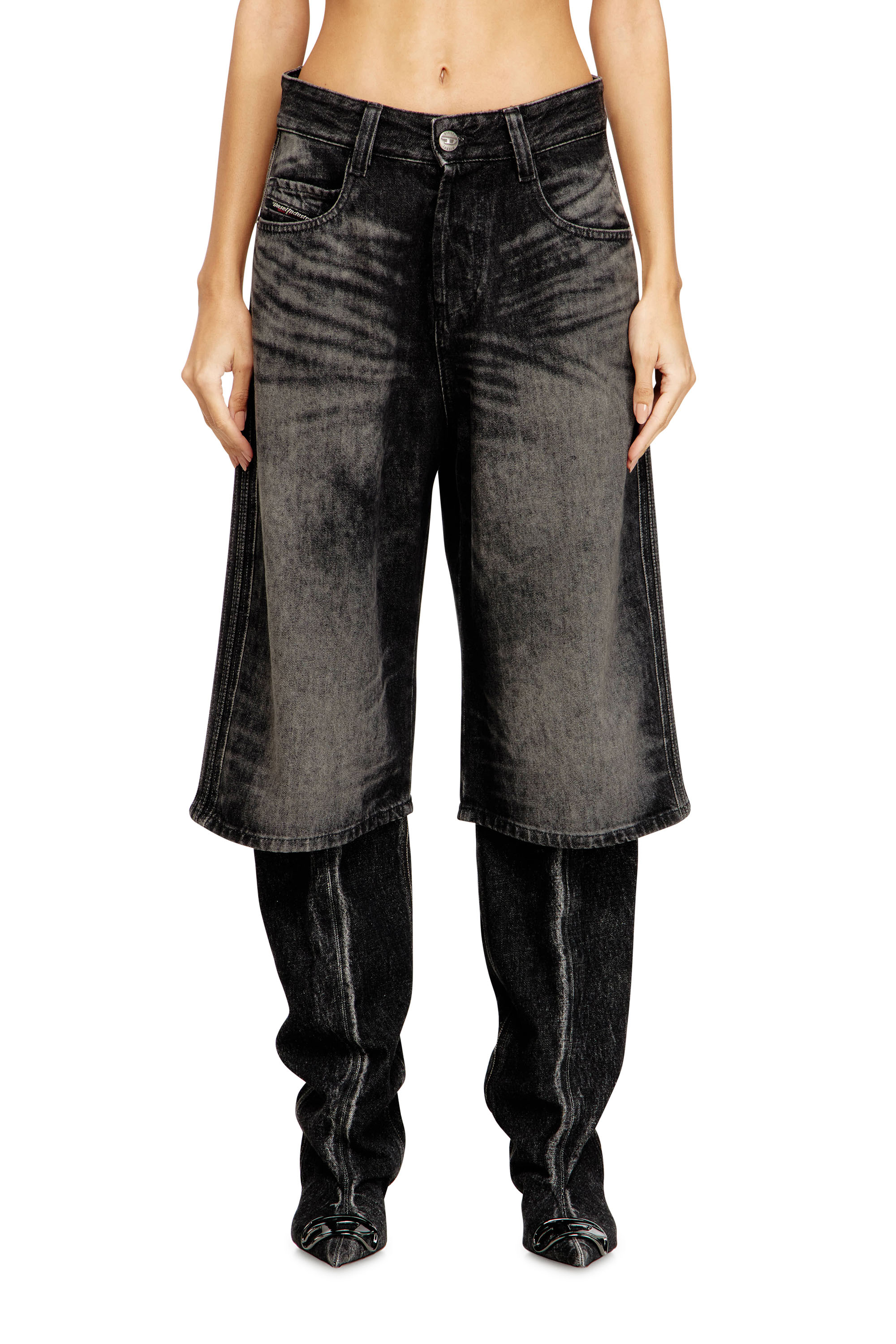 Diesel - D-ENIM-M-SHORT-S, Bermuda lunghi in denim di cotone e canapa trattato Unisex in ToBeDefined - 1