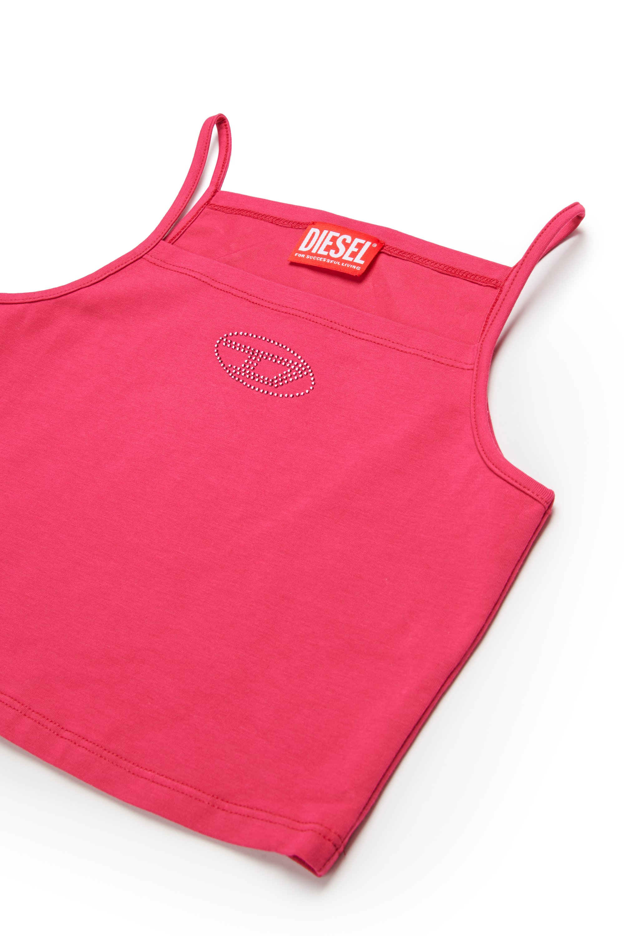 Diesel - TRIND, Top a sottoveste con logo Oval D in cristalli Donna in Rosa - 3