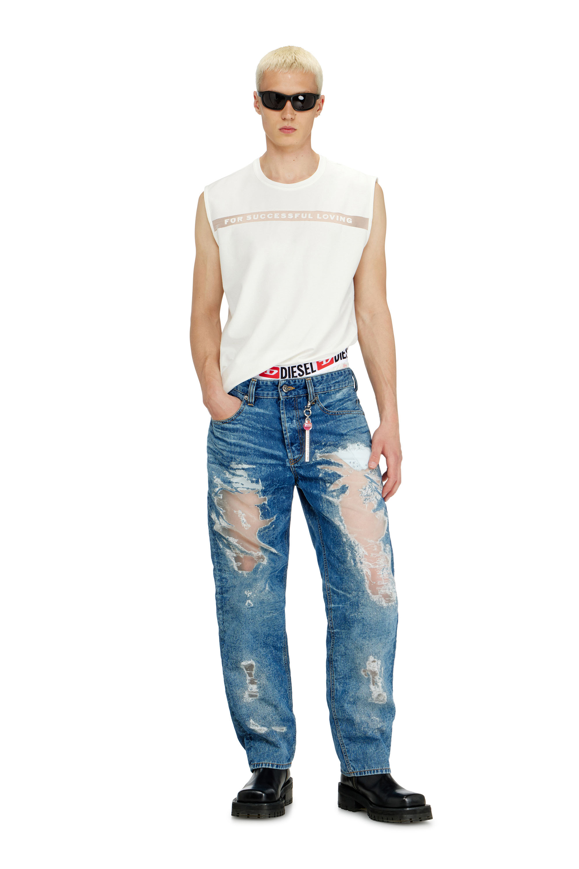 Diesel - PR-T-NORM-BISC-MATI-R, Canotta con logo For Successful Loving Unisex in Bianco - 1