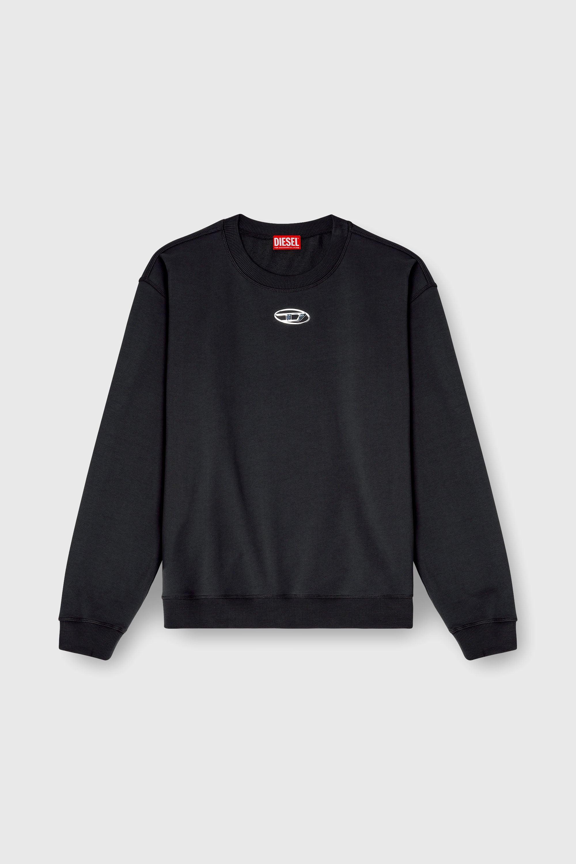 Diesel - S-NORM-IOD, Felpa regular con Oval D metallico Uomo in Nero - 2