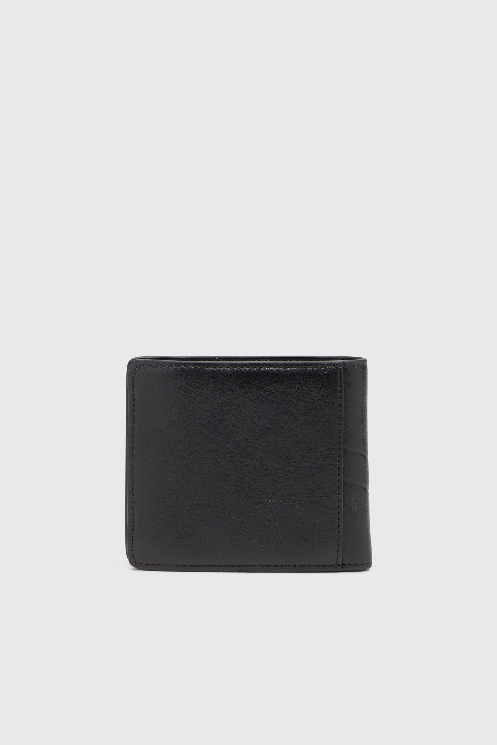 Diesel - FLAG-D BI-FOLD COIN S 3D, Portafoglio in pelle a doppia piega con logo in rilievo Uomo in Nero - 2