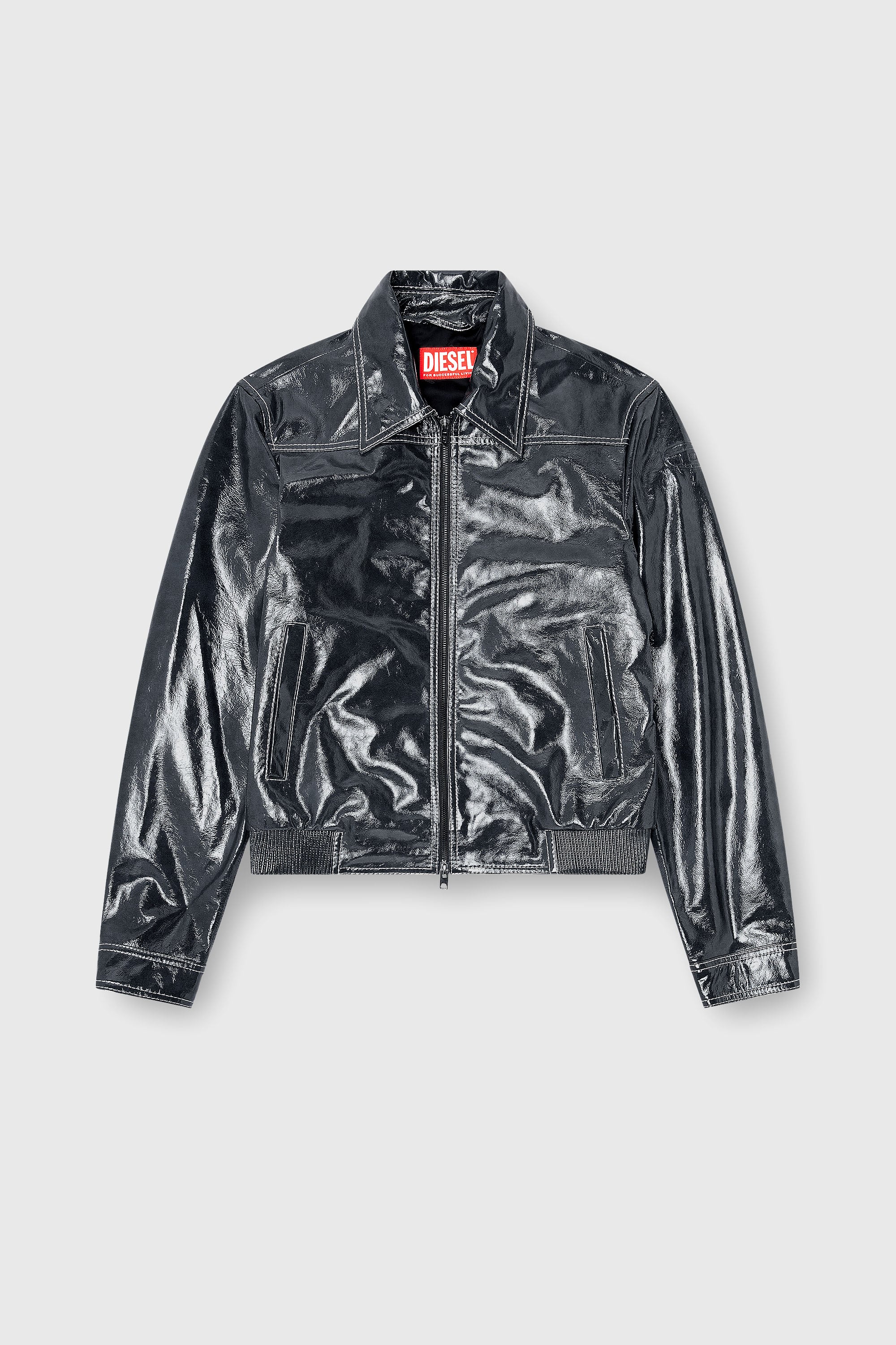 Diesel - L-ADDI, Giacca in vernice Uomo in Grigio - 2