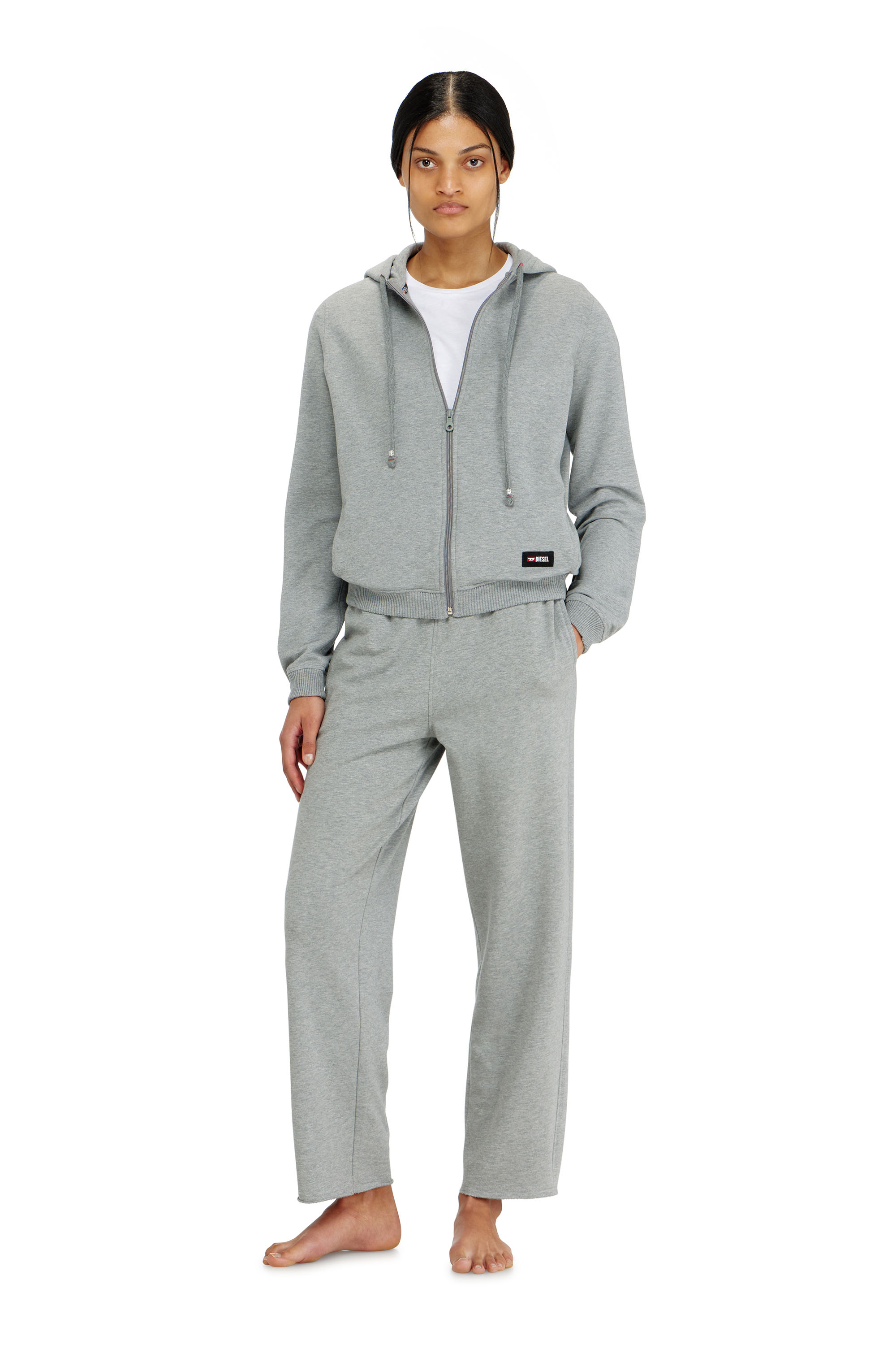Diesel - HARRIET-D-CORE, Felpa con cappuccio in misto cotone smerigliato Donna in Grigio - 2