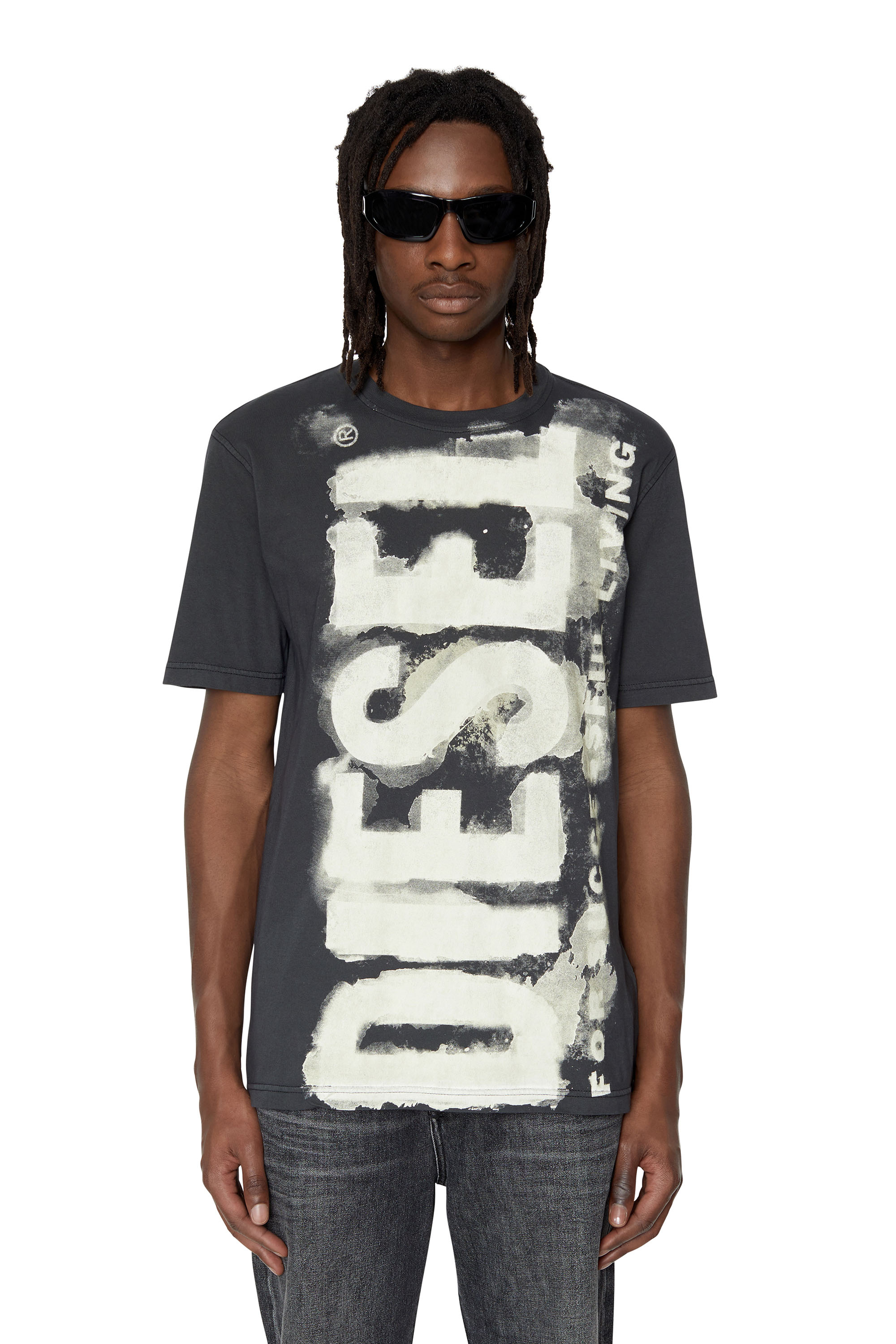 T-shirt con stampa effetto puff sul retro da Uomo di DIESEL in Nero Uomo Abbigliamento da T-shirt da T-shirt a manica corta 