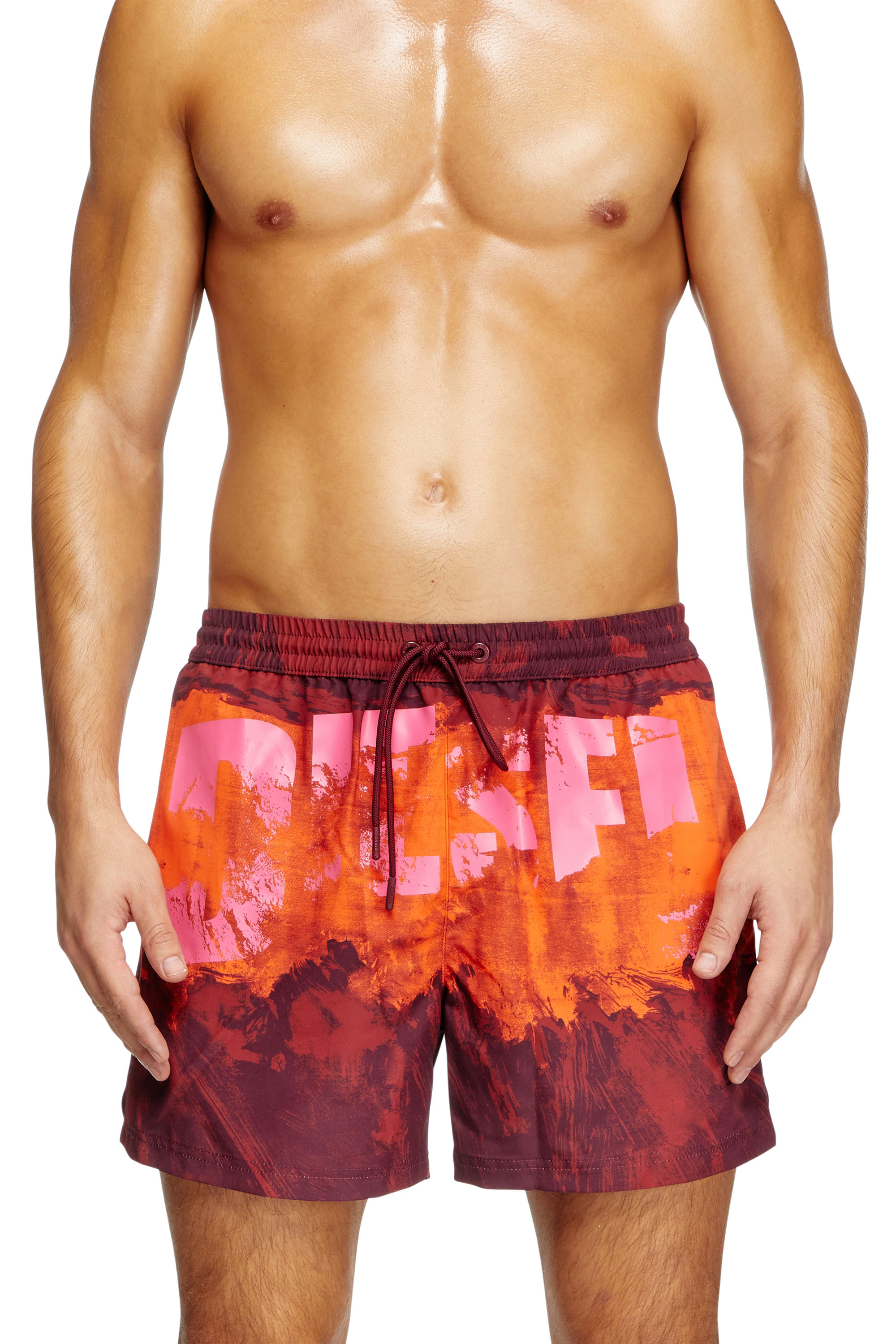 Diesel - KEN-37-D-POP, Pantaloncini da mare con stampa grafica Uomo in Rosso - 2