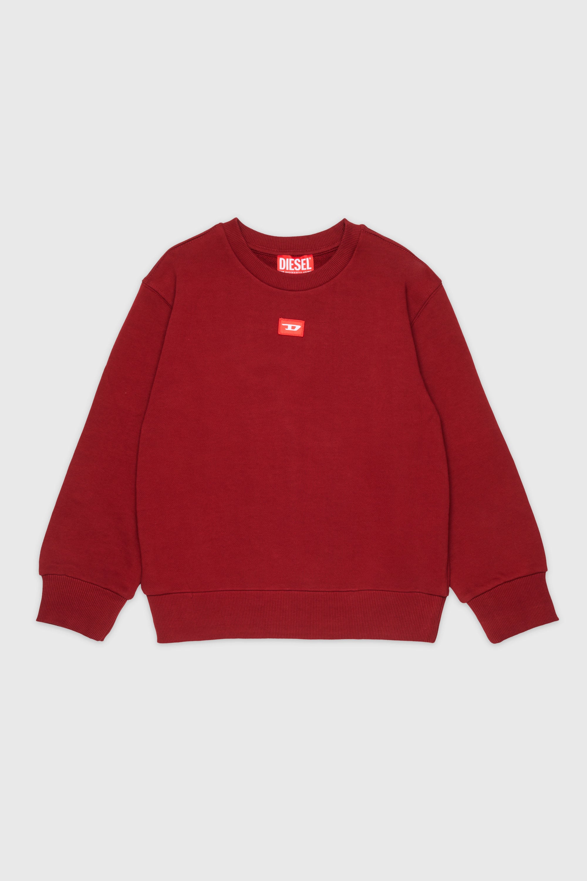 Diesel - SXGIN OVER, Felpa con piccolo logo applicato Unisex in Rosso - 1