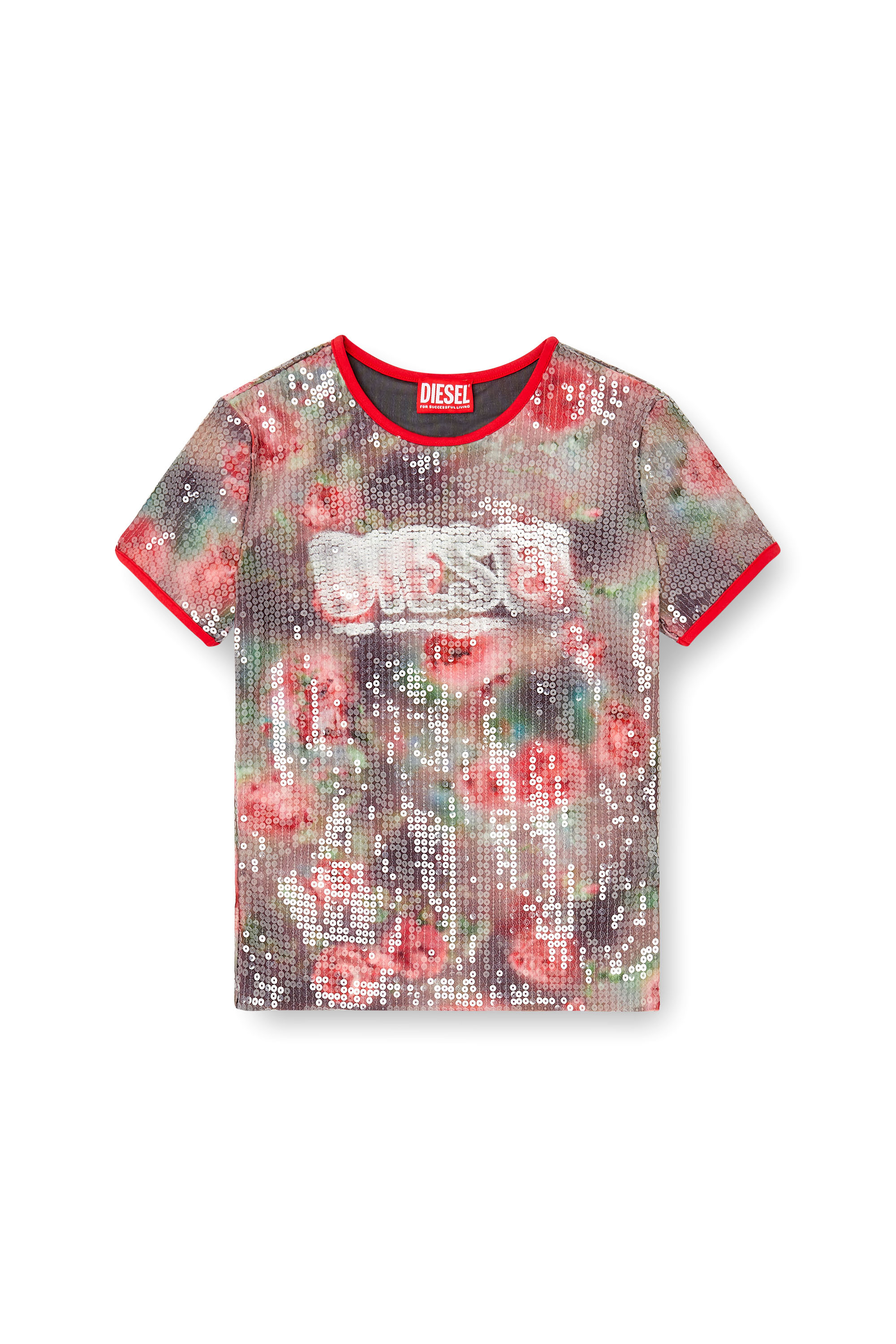 Diesel - T-UNKYEL, Top aderente in jersey a fiori con paillettes Donna in Multicolor - 2