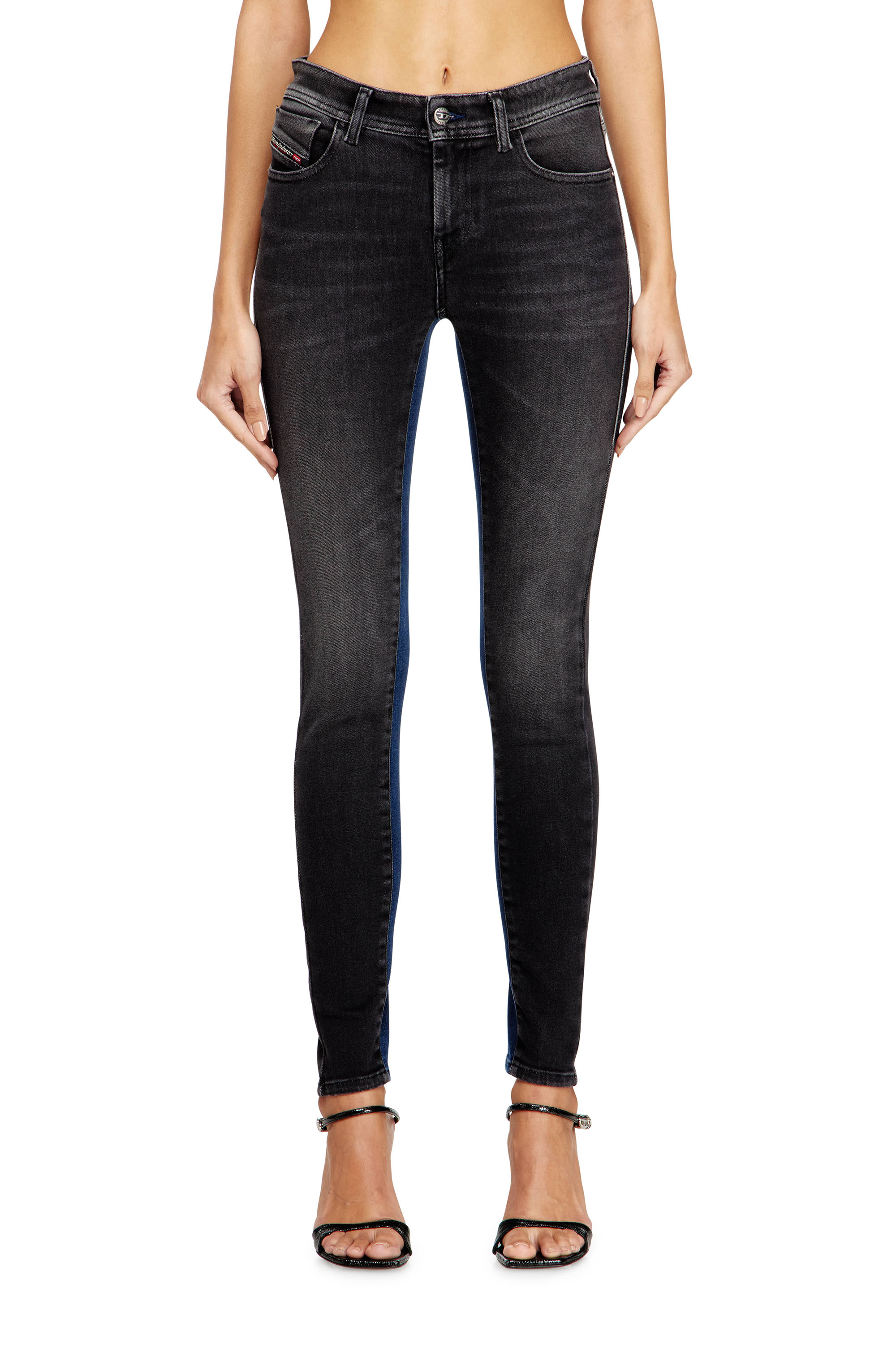 Diesel - Skinny Jeans 2017 Slandy 09N14 Donna, Nero/Grigio scuro - Image 2