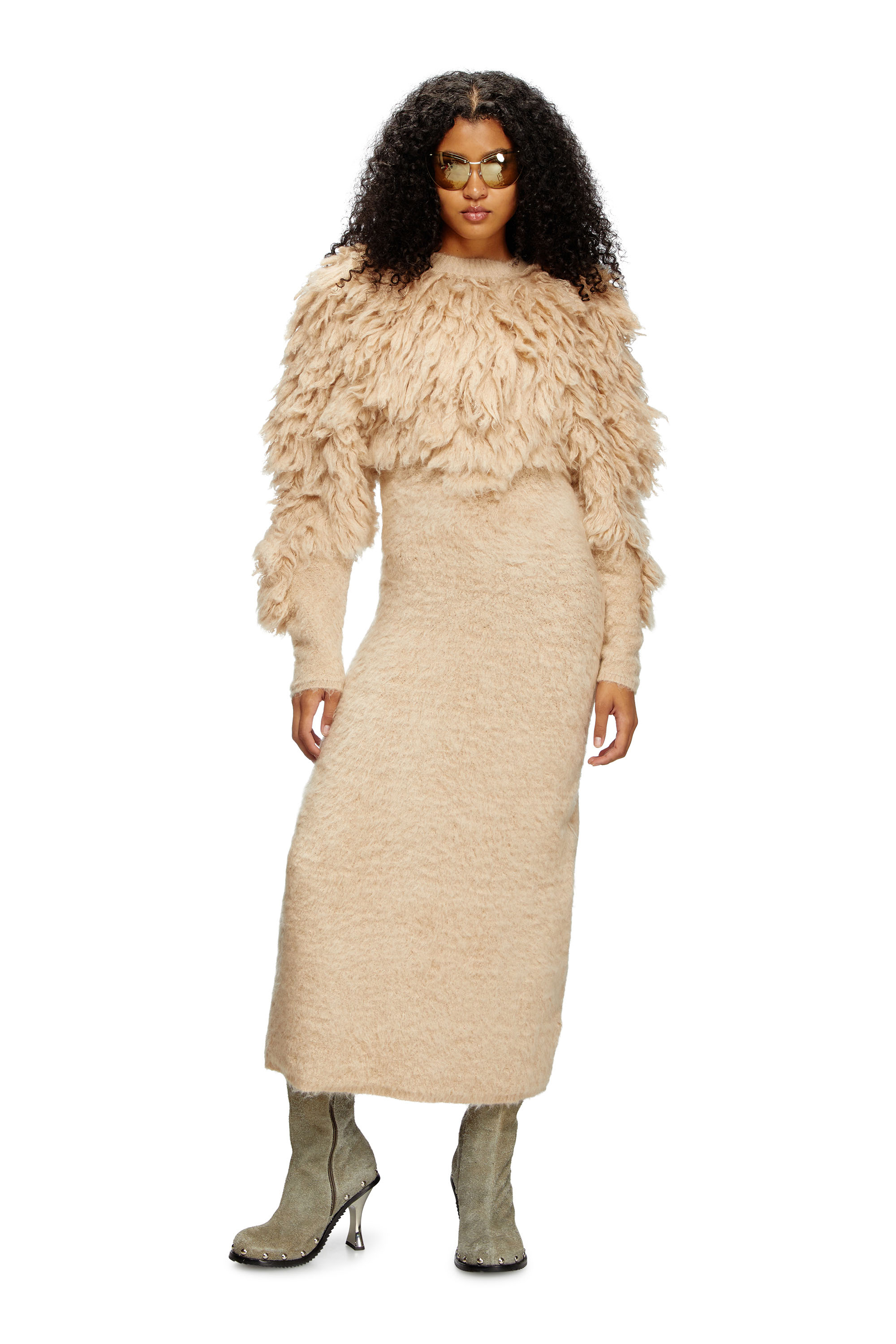 Diesel - M-PACE, Abito dolcevita in mohair effetto pelo Donna in Beige - 2