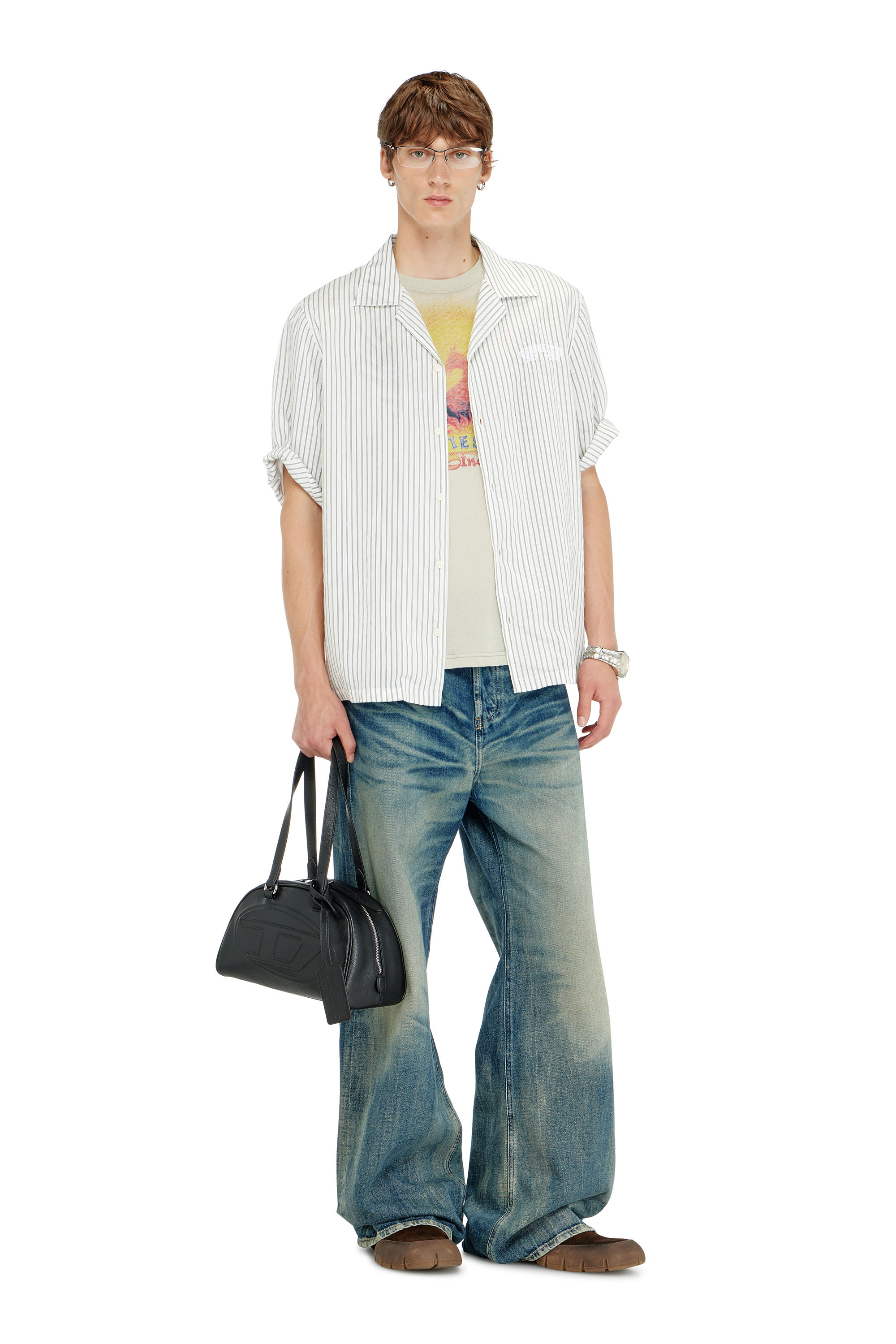 Diesel - 1DR DOME SHOULDER, 1DR Dome - Borsa Boston in pelle con logo embossato Unisex in ToBeDefined - 2