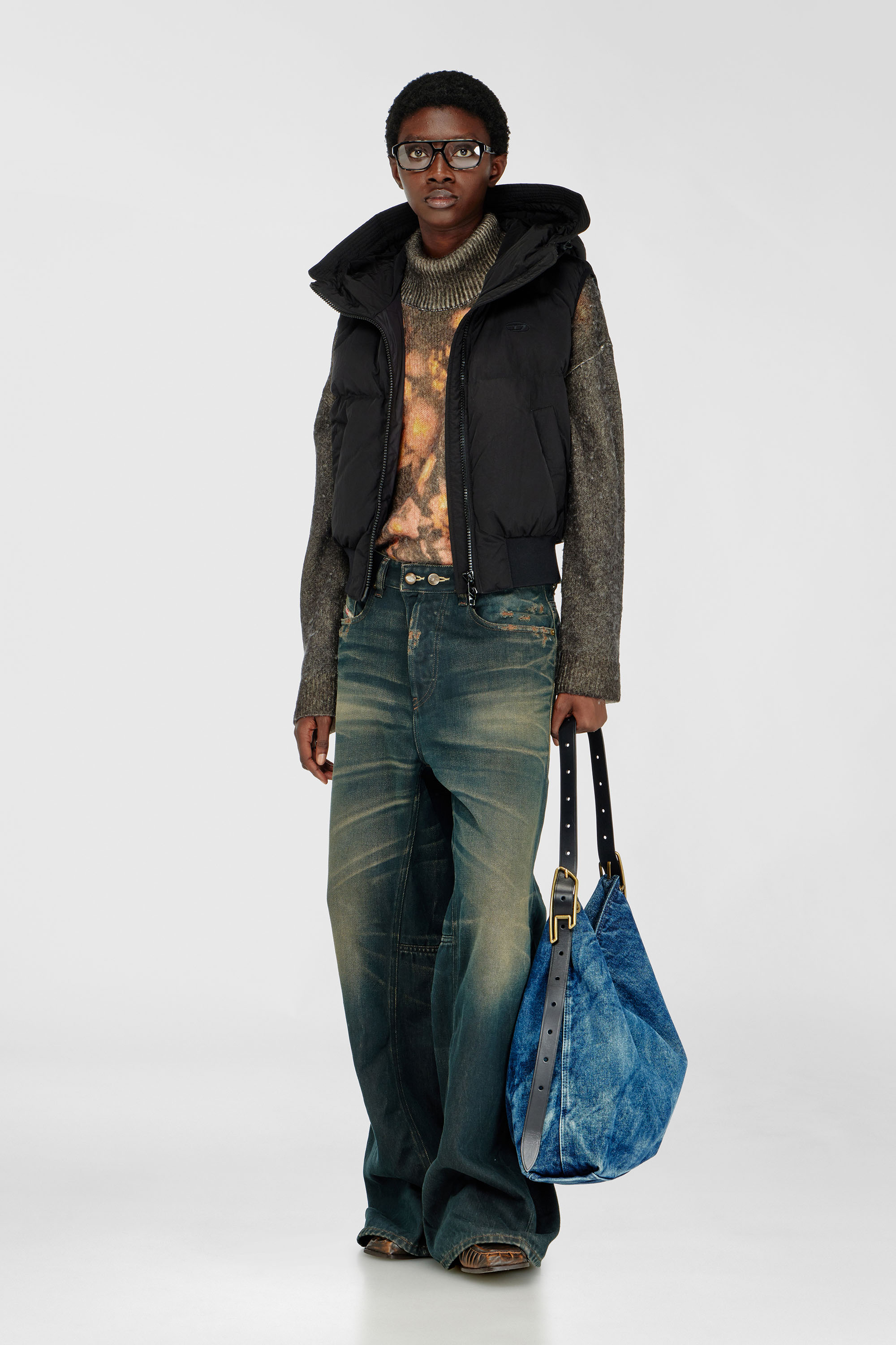 Diesel - W-PEYT-SSL-NEW-P1, Gilet imbottito in nylon crinkle Donna in Nero - 1