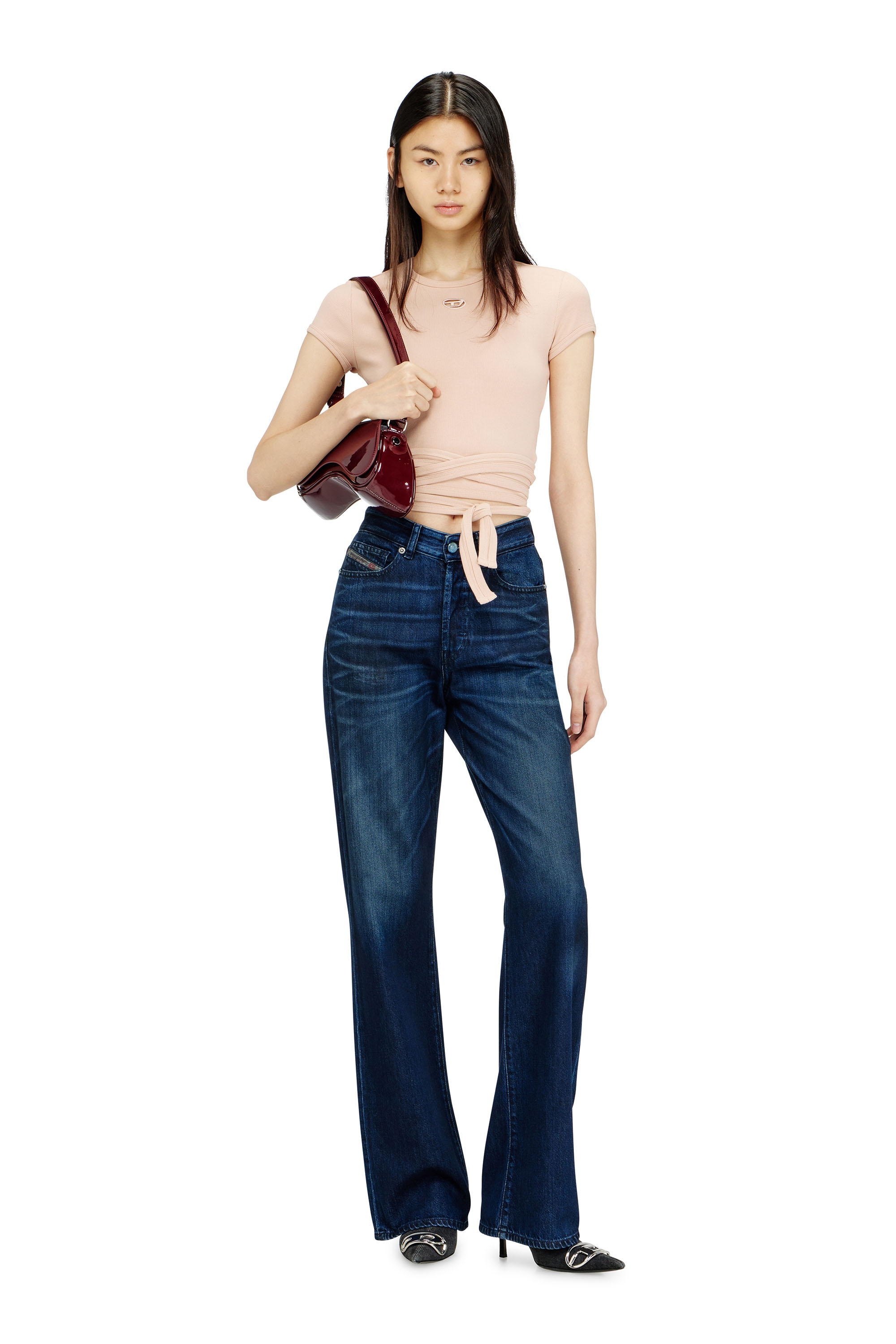 Diesel - T-BUNNY-TAIL-S1, Top a costine con lacci avvolgenti Donna in ToBeDefined - 2