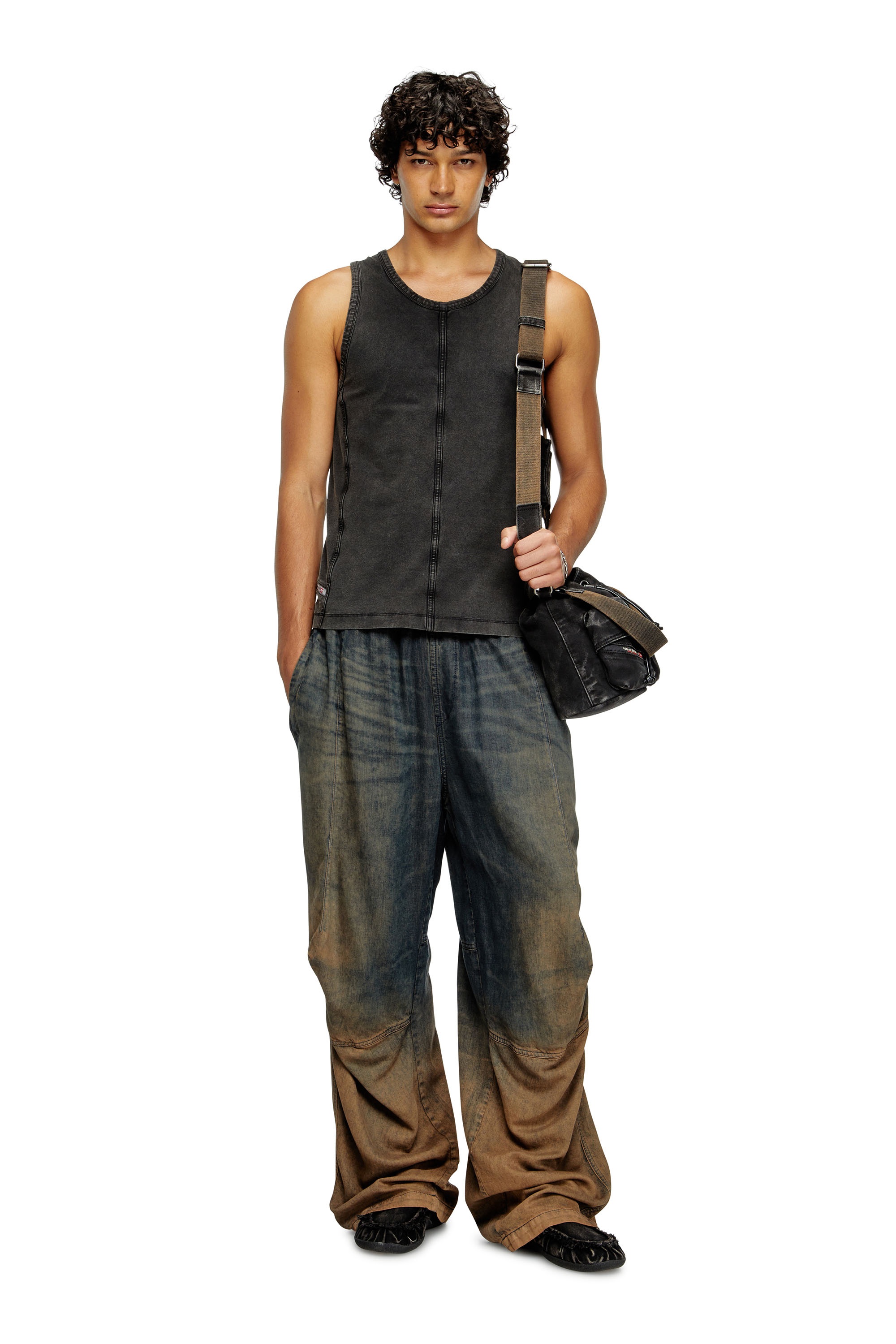 Diesel - T-MELY-SL, Tank top in jersey effetto denim Uomo in ToBeDefined - 2