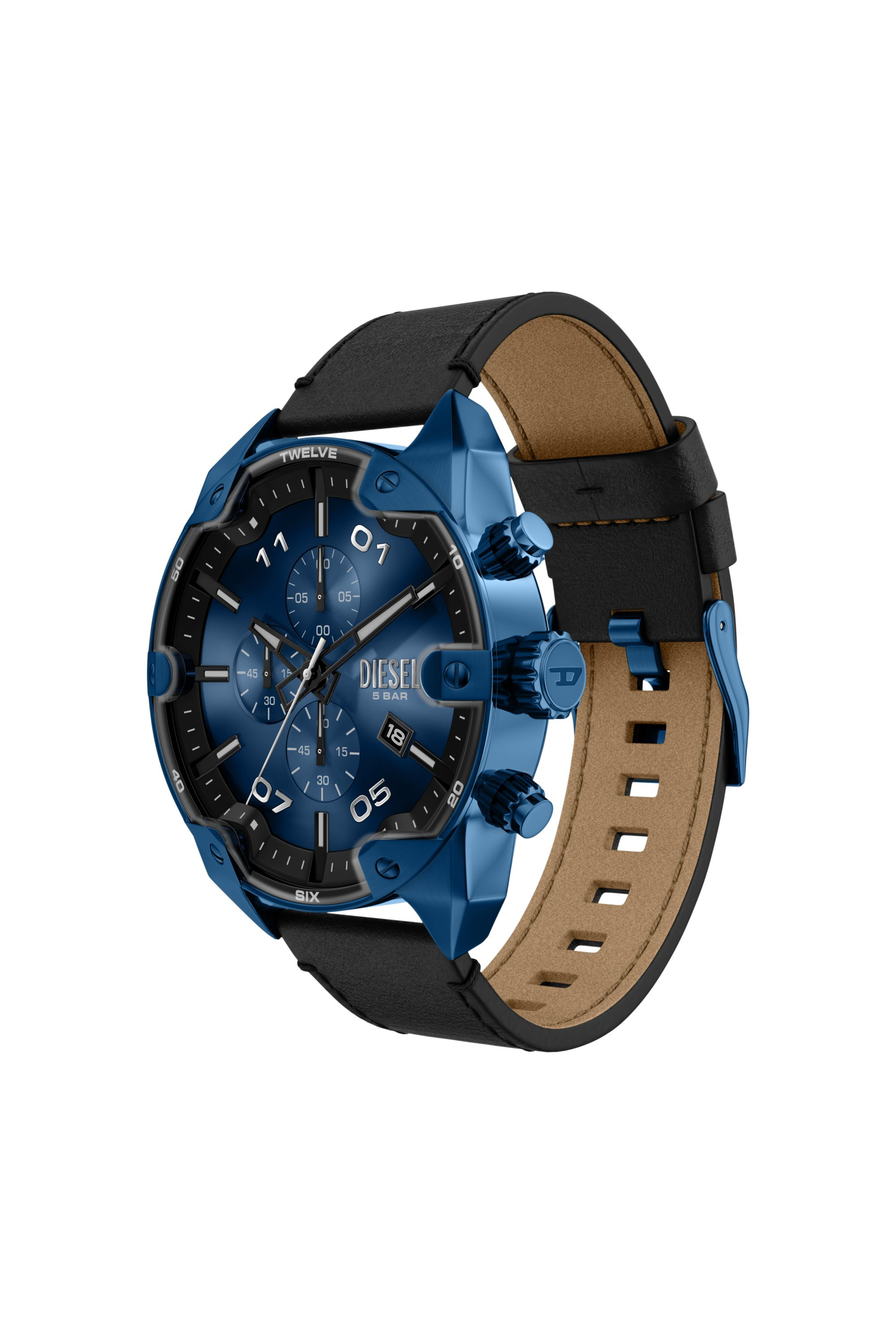 Diesel - DZ4703 WATCH, Orologio Spiked  con cinturino in pelle nera Uomo in Multicolor - 2