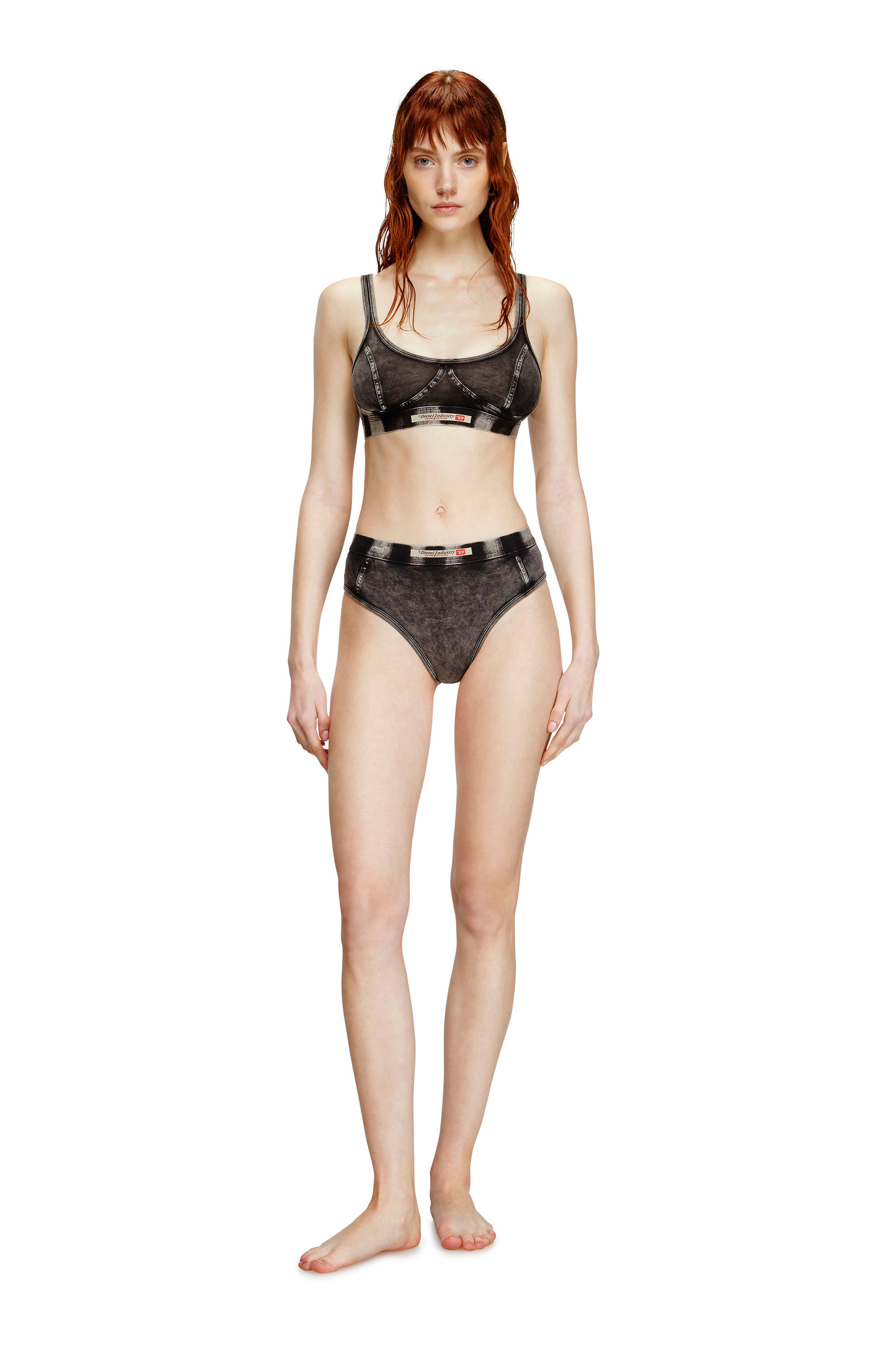 Diesel - KASSIE-DNM, Reggiseno in jersey effetto denim Donna in Nero - 2