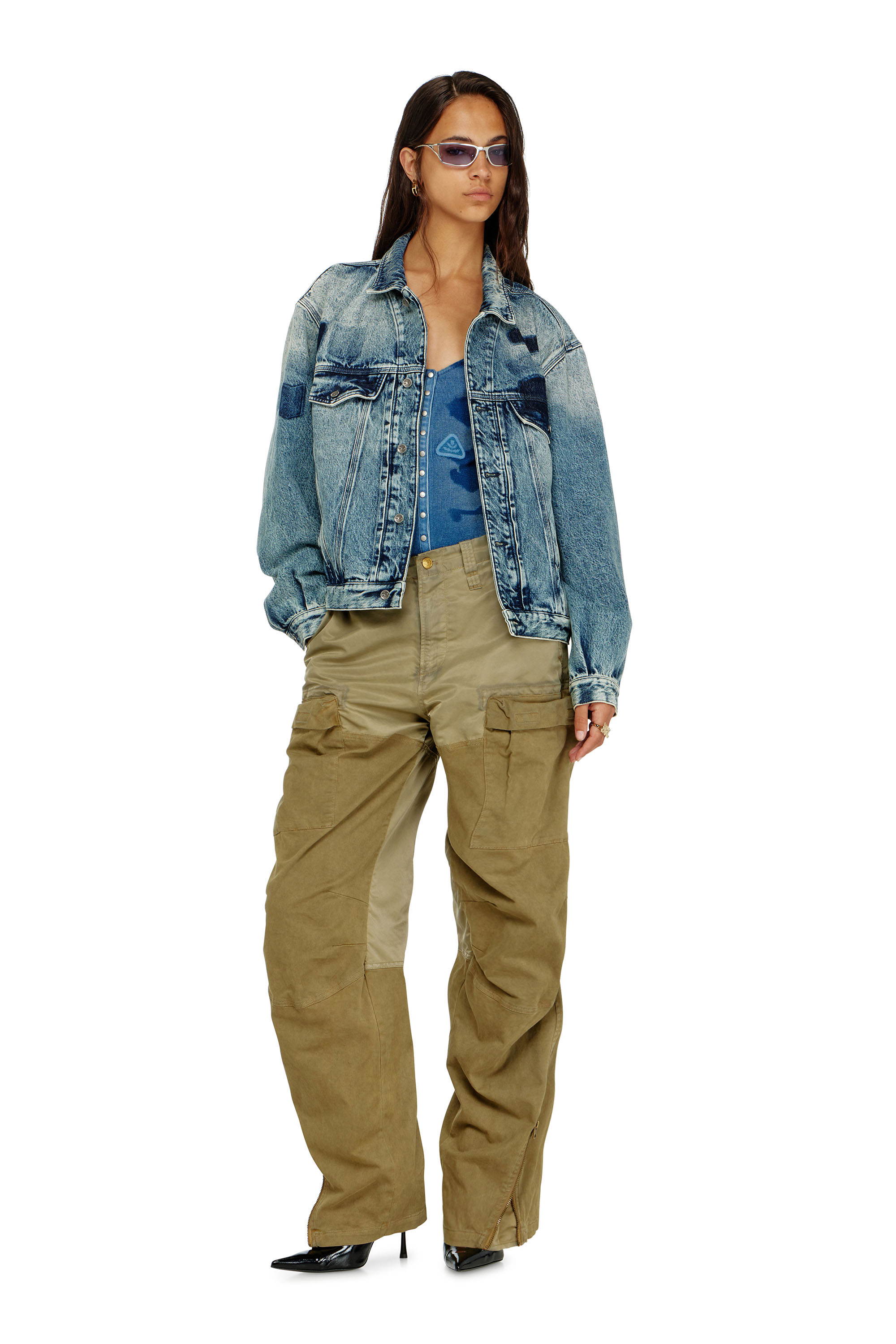 Diesel - T-LEY-AA1, Body in jersey a costine con patch effetto ombra Donna in ToBeDefined - 2