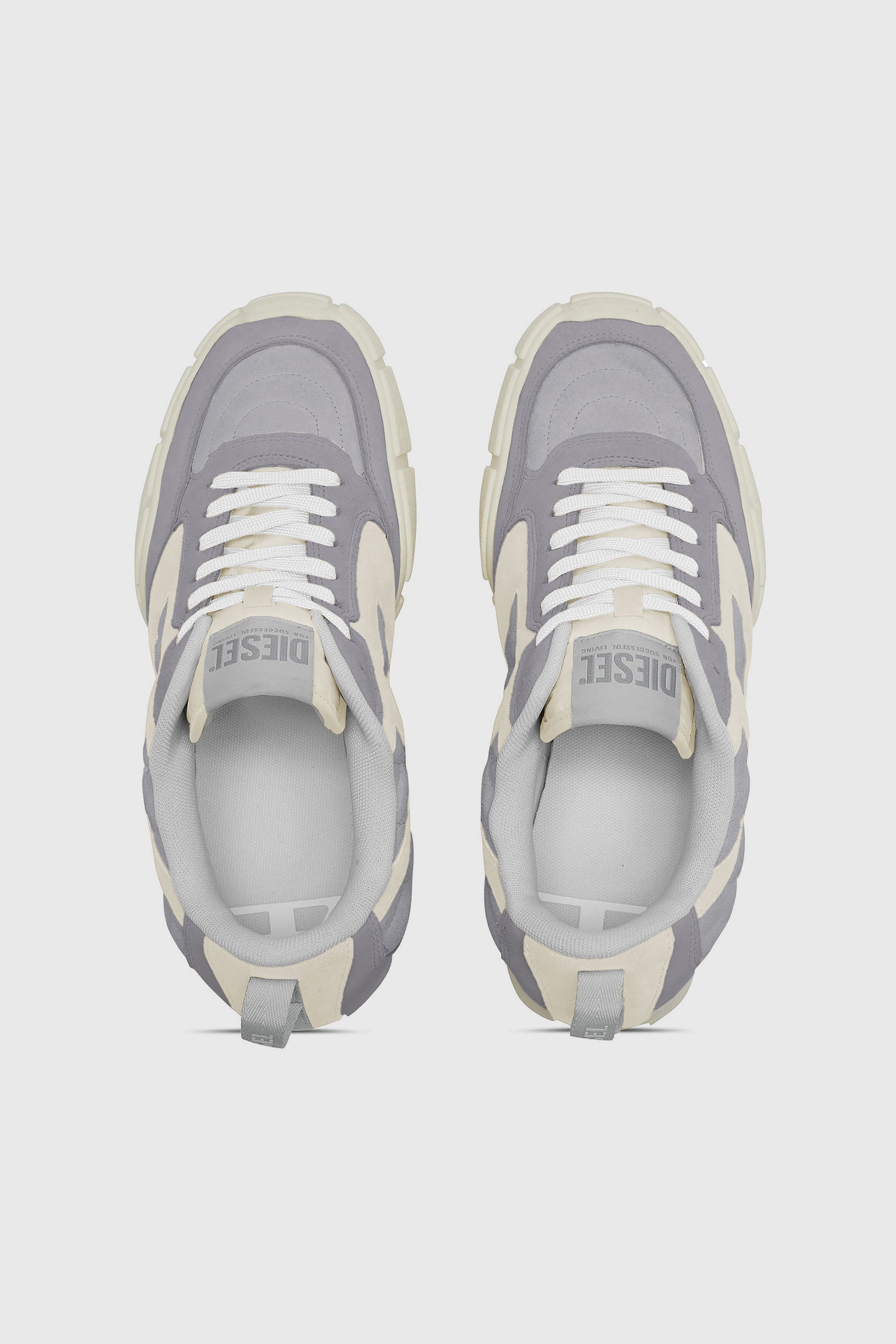Diesel - S-PAGODHA LOW, Man's S-Pagodha-Quilted suede sneakers in Grey/White - 4
