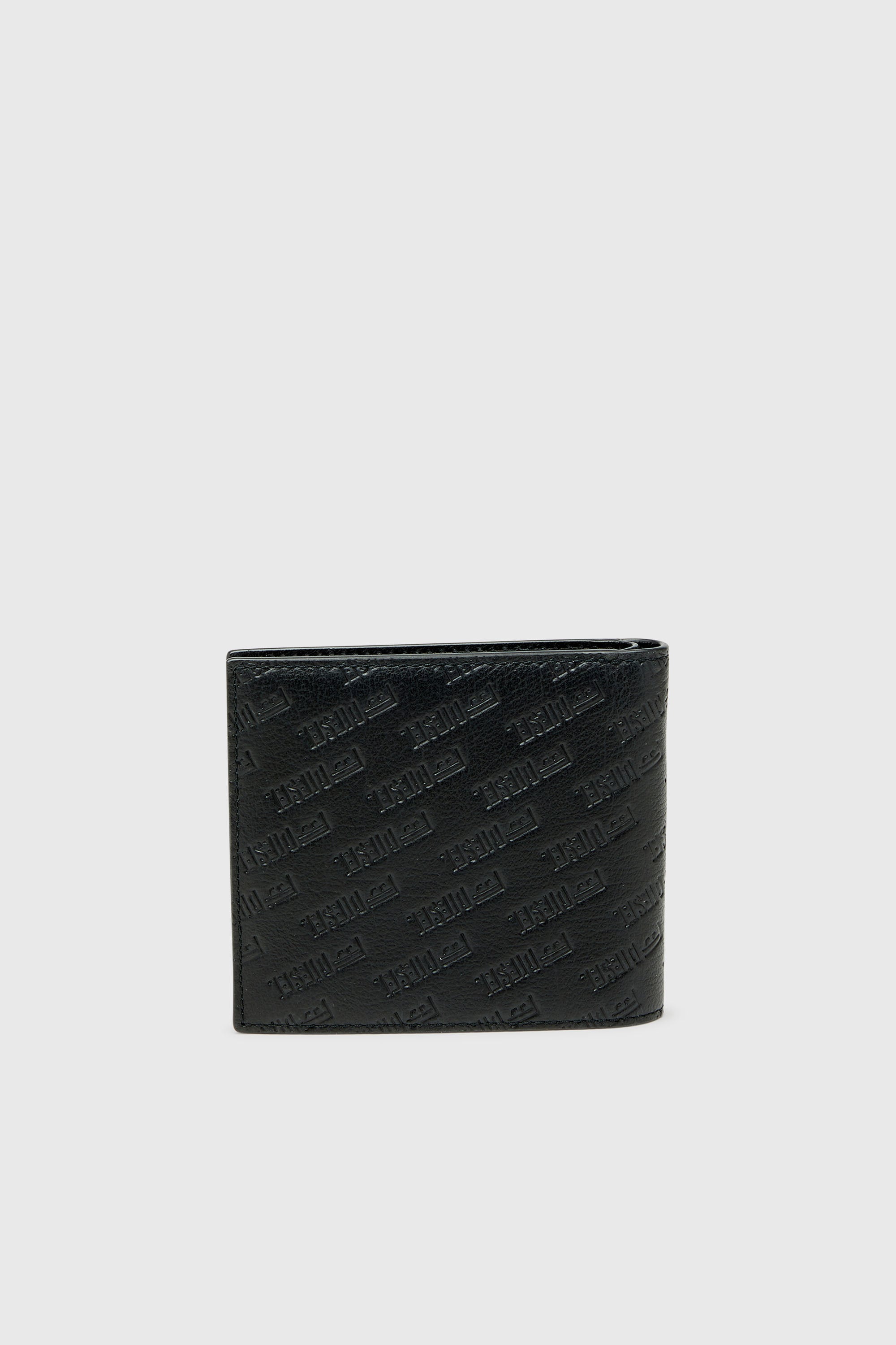 Diesel - MONOGRAM BI-FOLD COIN S 3D, Portafoglio in pelle a due ante con logo all-over embossato Uomo in Nero - 2