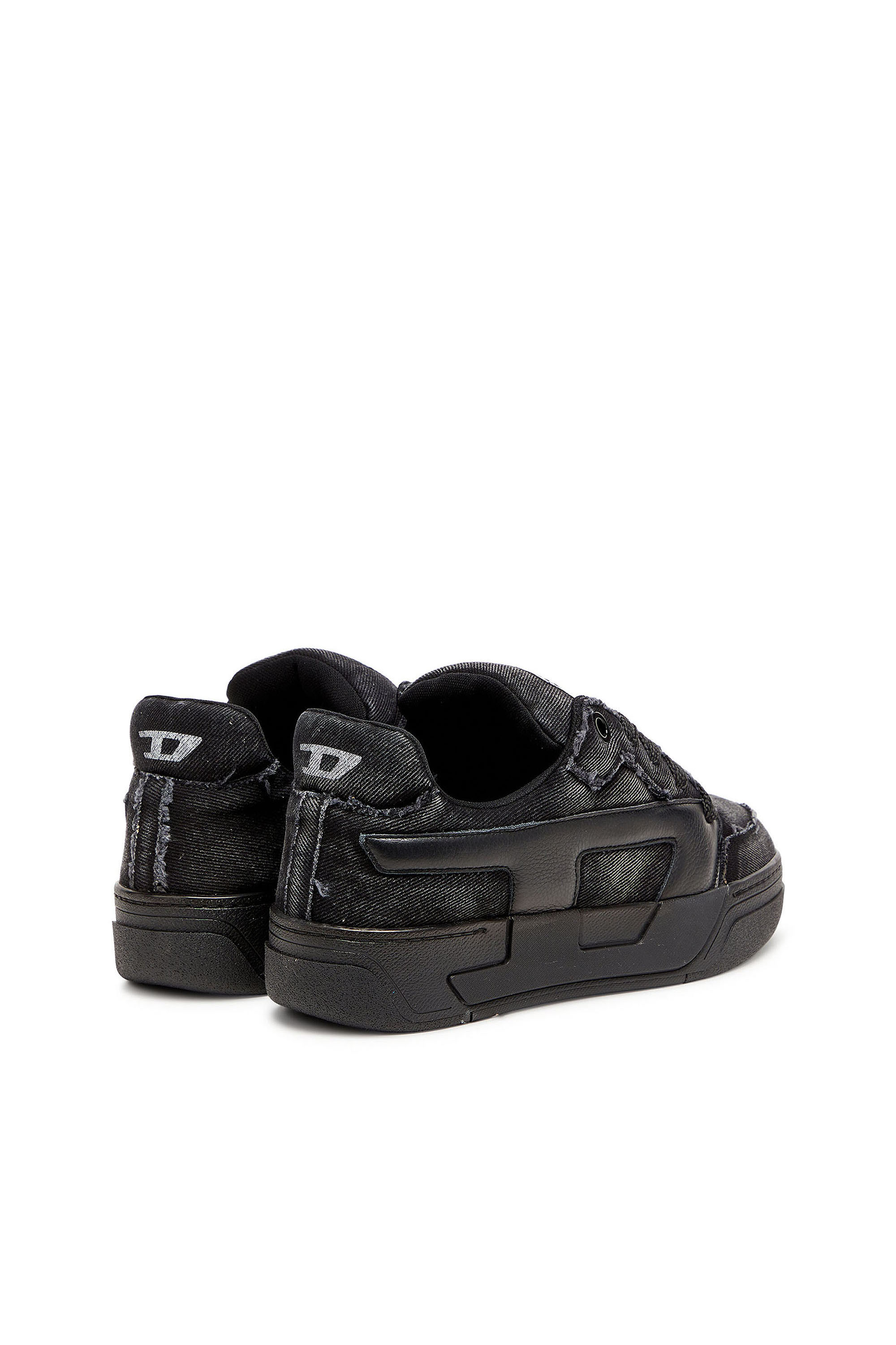 Diesel - S-D-OLLIE LOW, S-D-Ollie - Sneakers in denim sfrangiato e pelle Uomo in Nero - 3