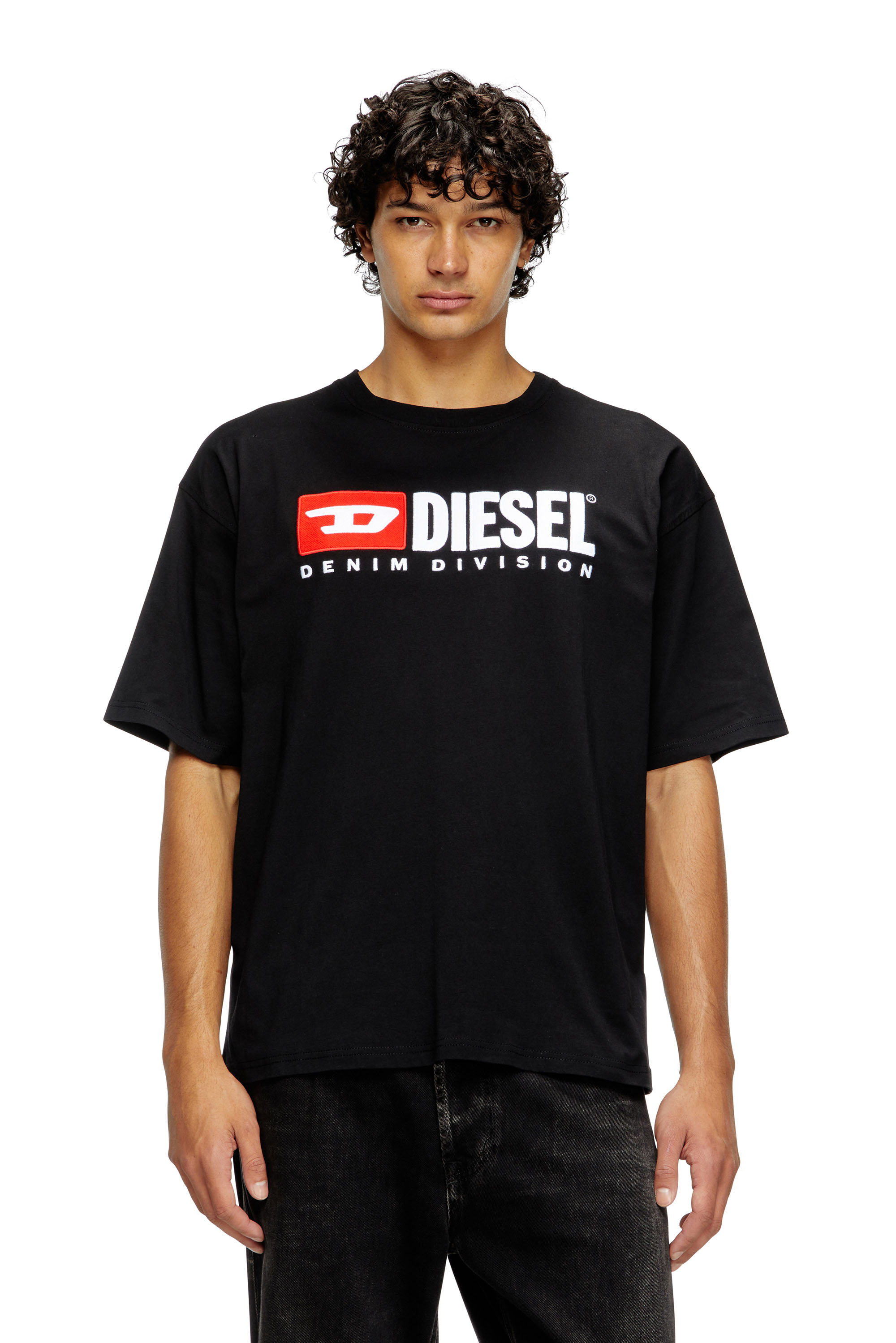 Diesel - T-BOXT-DIV, T-shirt con patch logo Diesel Uomo in Nero - 1