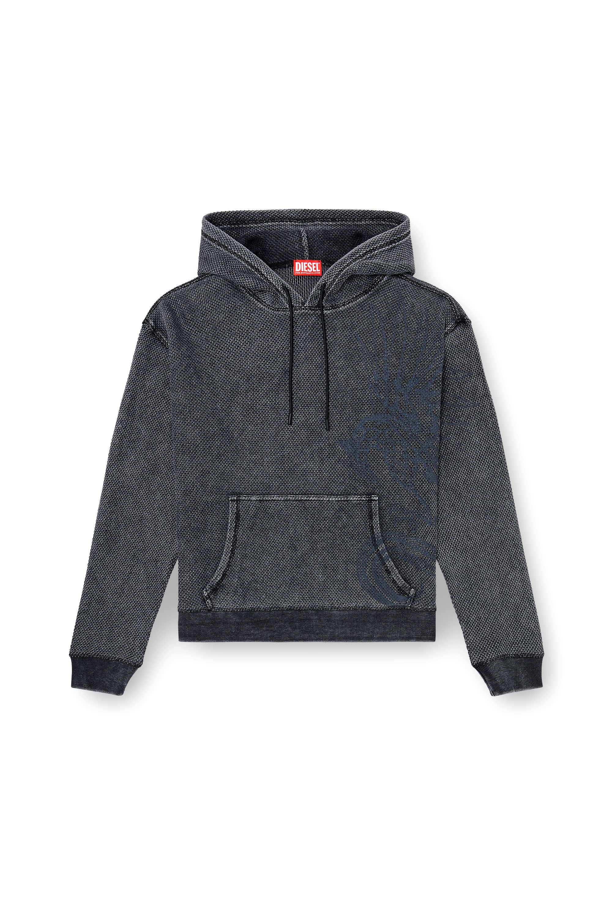 Diesel - S-NORM-HOOD-AA1, Hoodie in mesh di cotone testurizzato Uomo in Grigio - 3