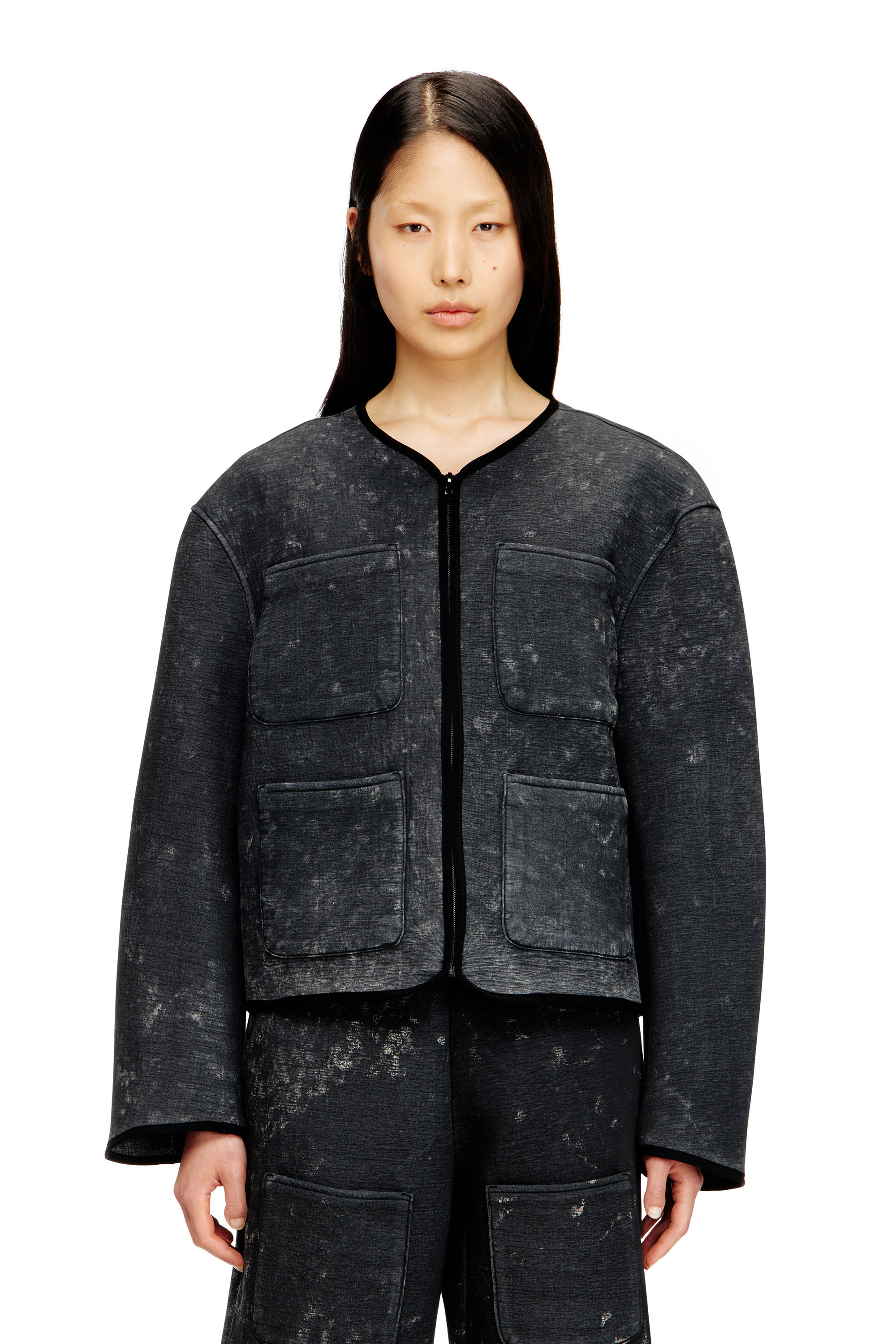 Diesel - G-TES, Giacca in scuba effetto marmorizzato con tasche Donna in ToBeDefined - 1