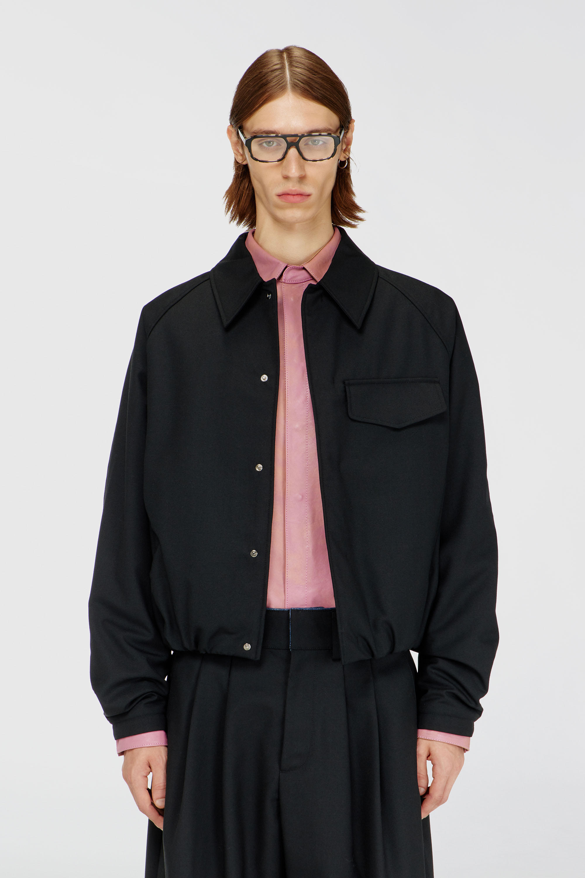 Diesel - J-ATTOR-COOL, Bomber arricciato in misto lana Uomo in Nero - 1