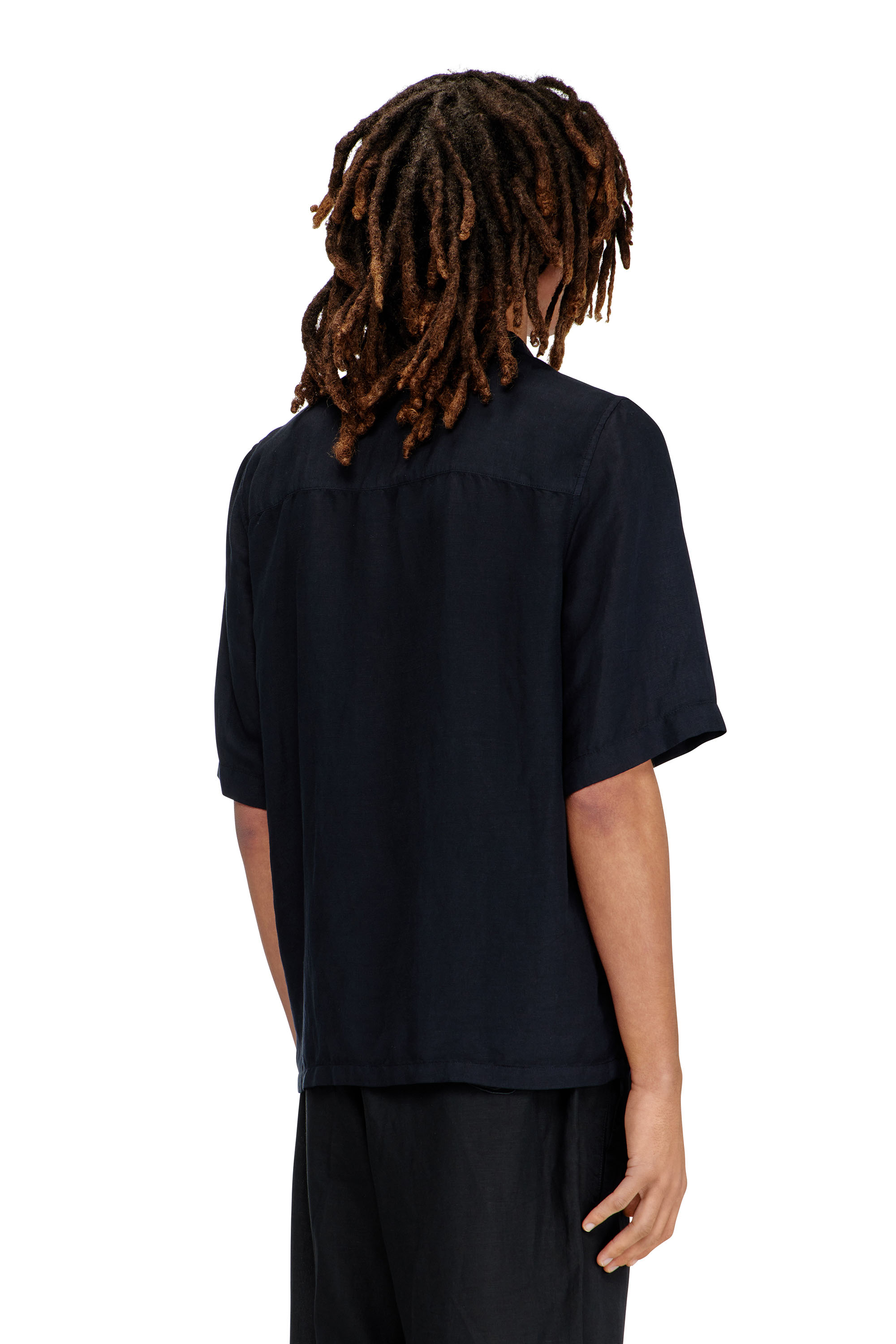 Diesel - S-BRACK-PGBS, Camicia in misto lino a maniche corte Uomo in Nero - 4