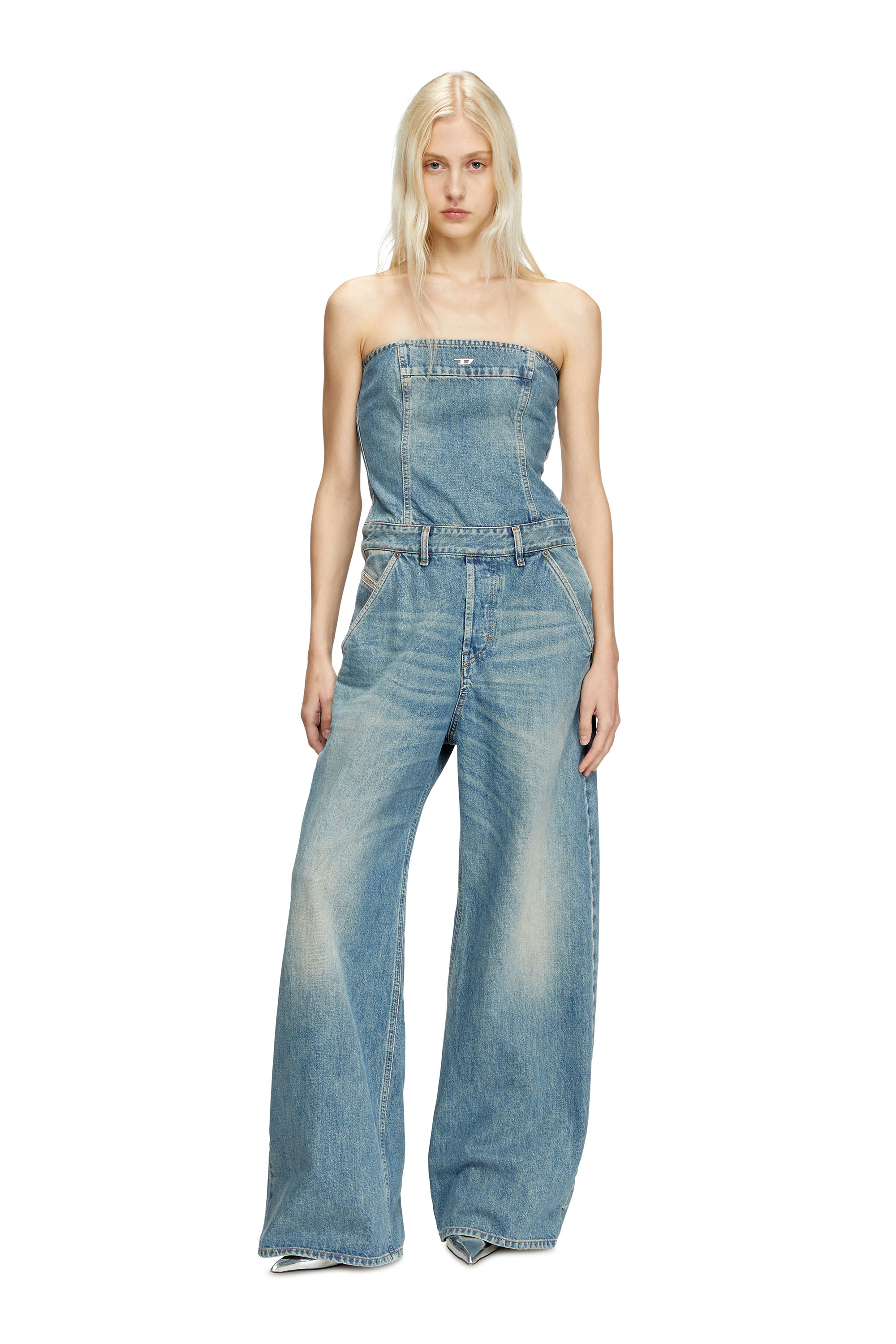 Diesel - DE-BRIDE, Tuta a fascia in denim Donna in Blu - 2