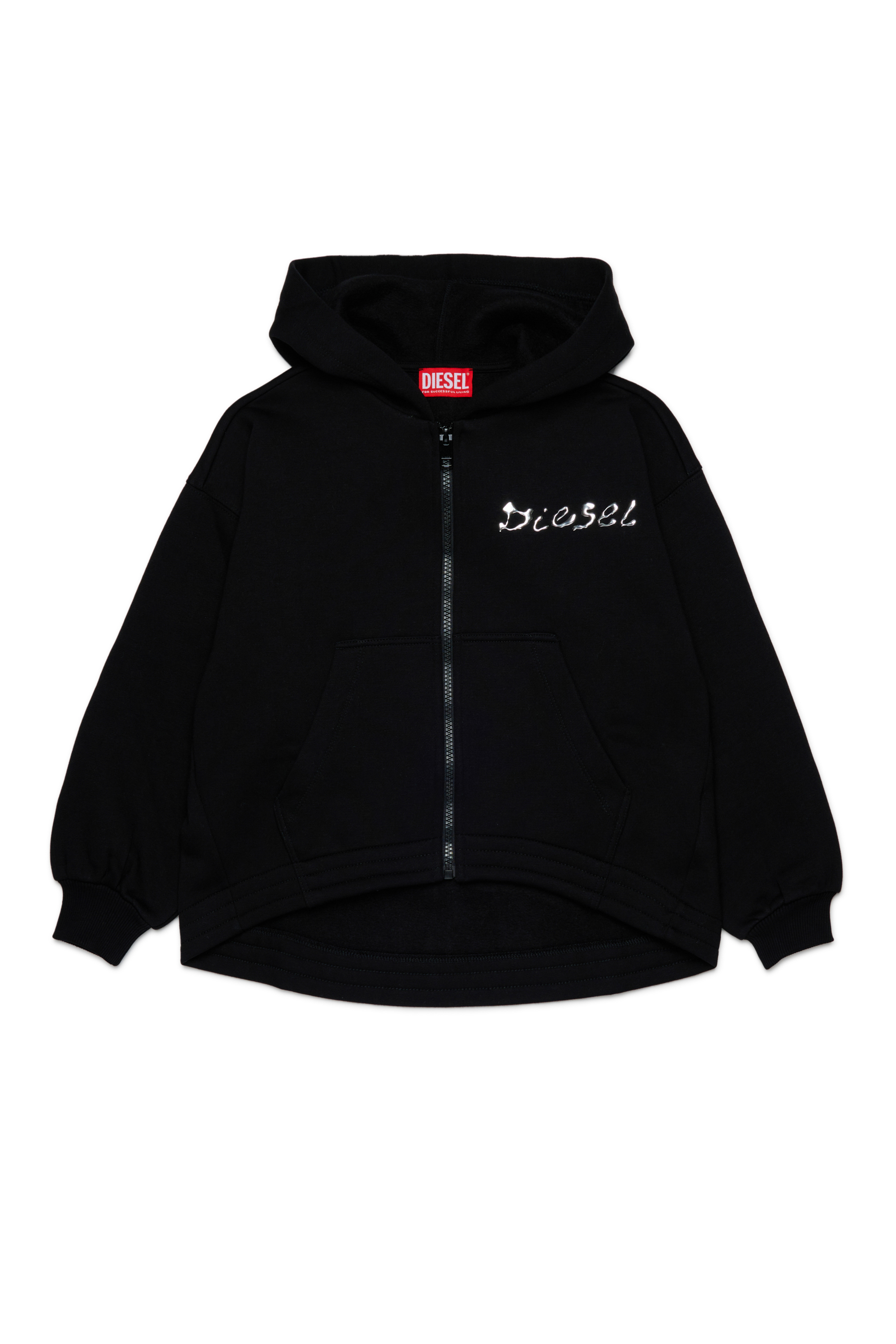 Diesel - STRISTANA, Hoodie in cotone con zip Donna in Nero - 1