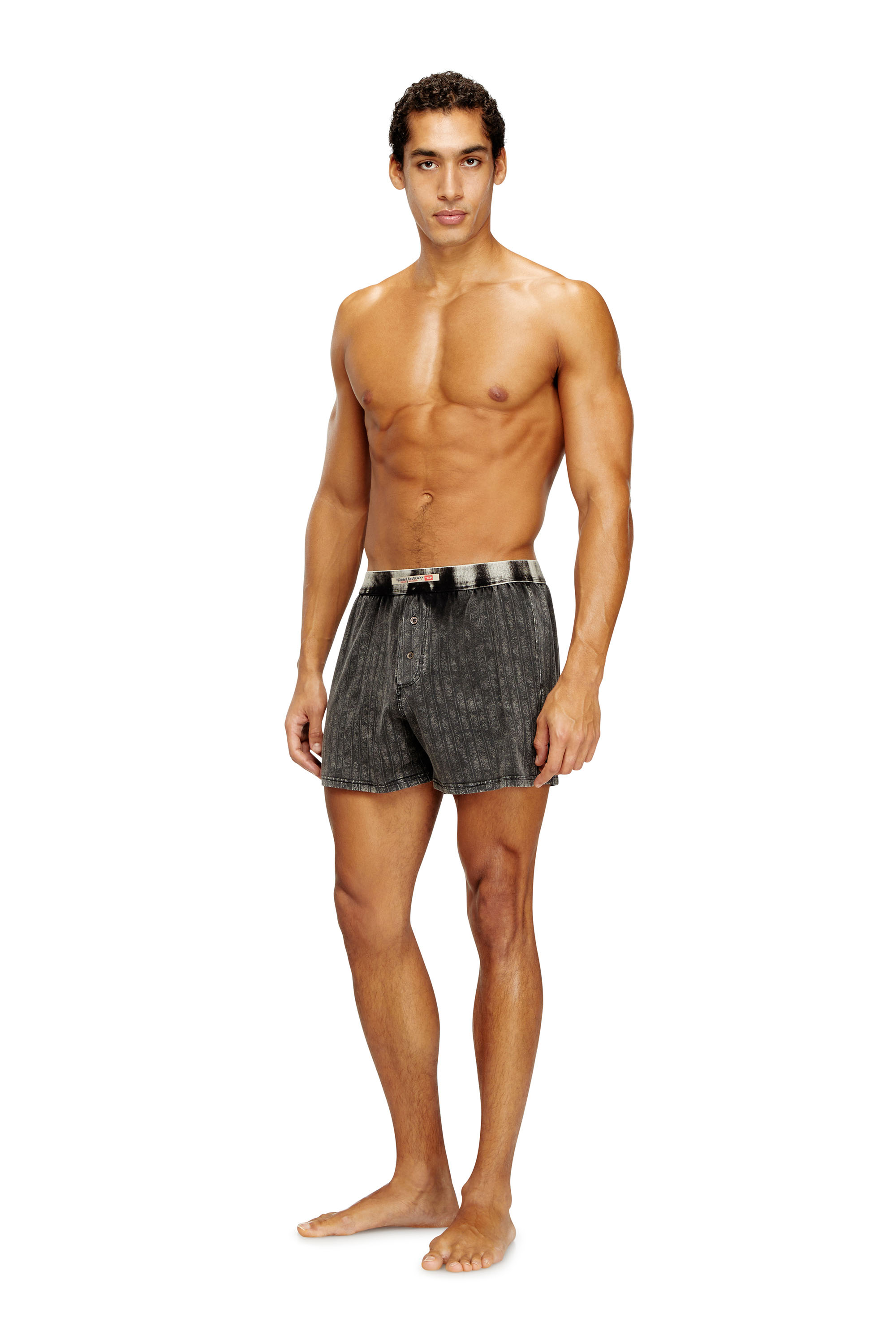 Diesel - STARK-DNM, Boxer lunghi in cotone con effetto denim a righe sottili Uomo in ToBeDefined - 1