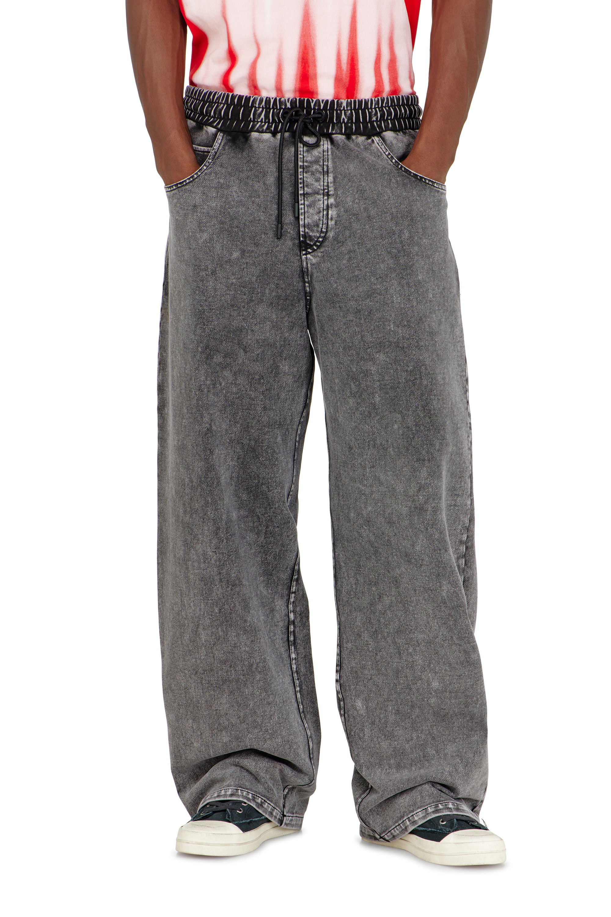 Diesel - P-STUK, Pantaloni da tuta effetto denim Uomo in Grigio - 2
