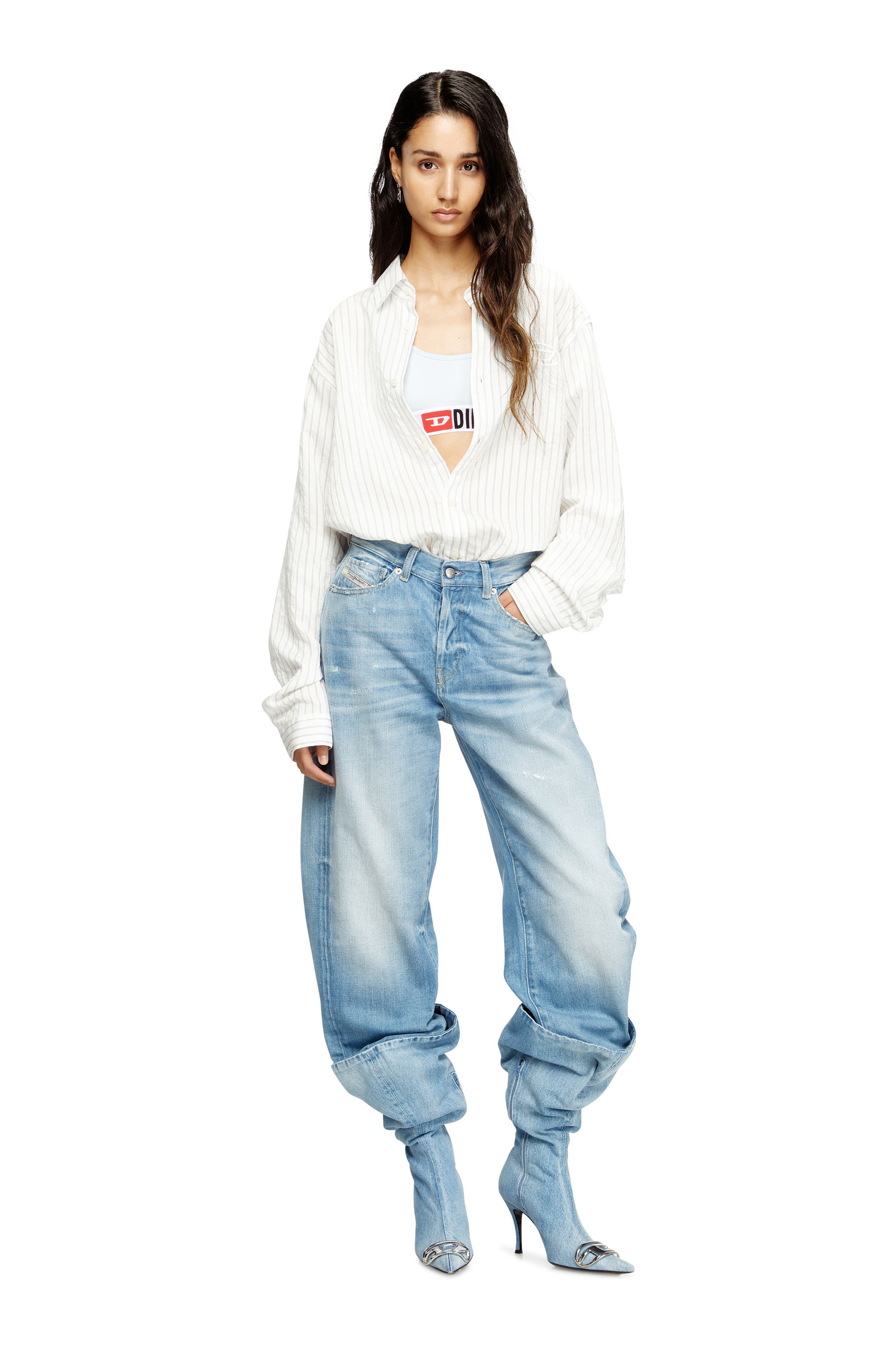 Diesel - UFSB-ORIBA, Bralette con fascia logata Donna in Grigio - 4