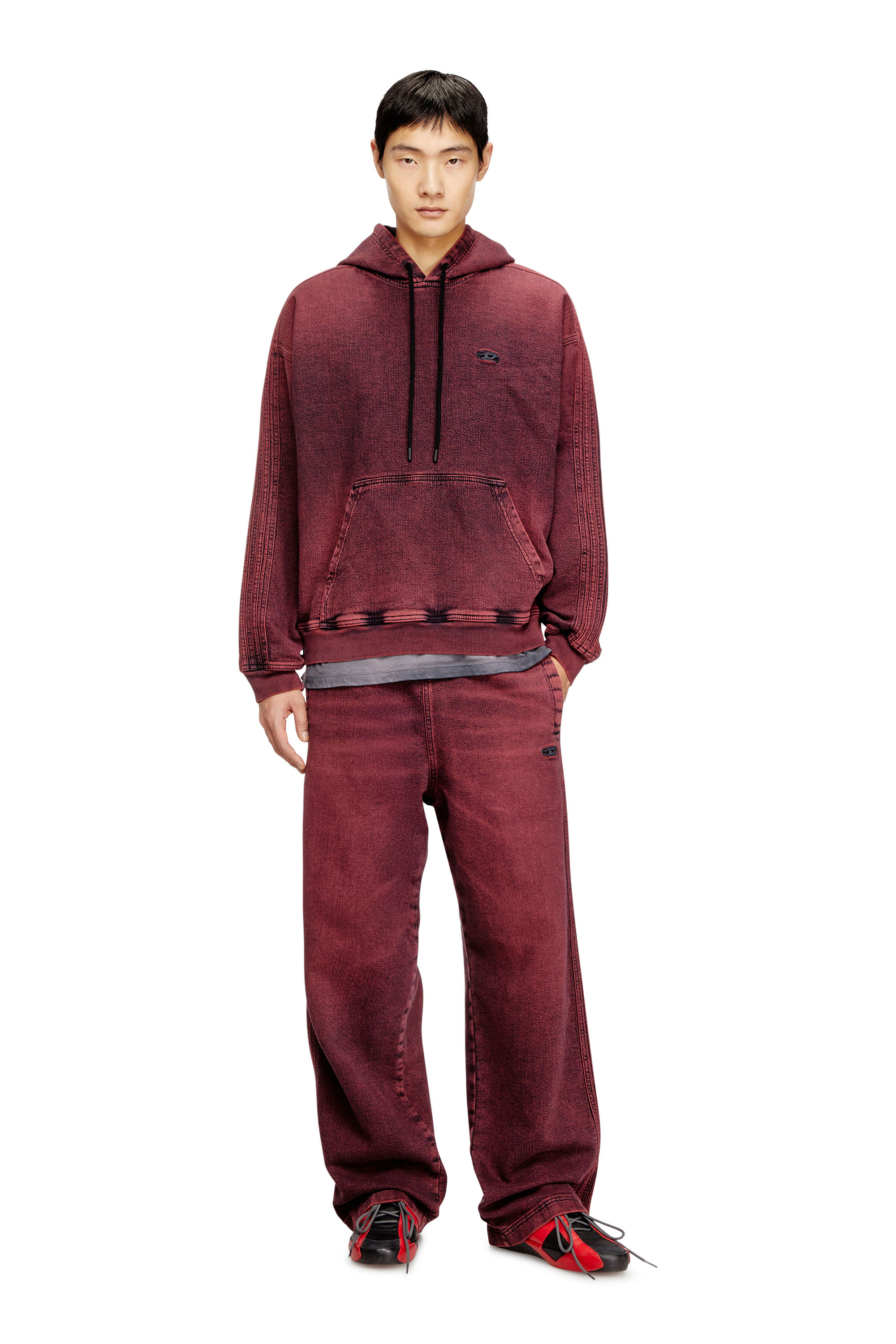 Diesel - Relaxed D-Martyans Track Denim 09Q50 Uomo, Rosso - Image 1