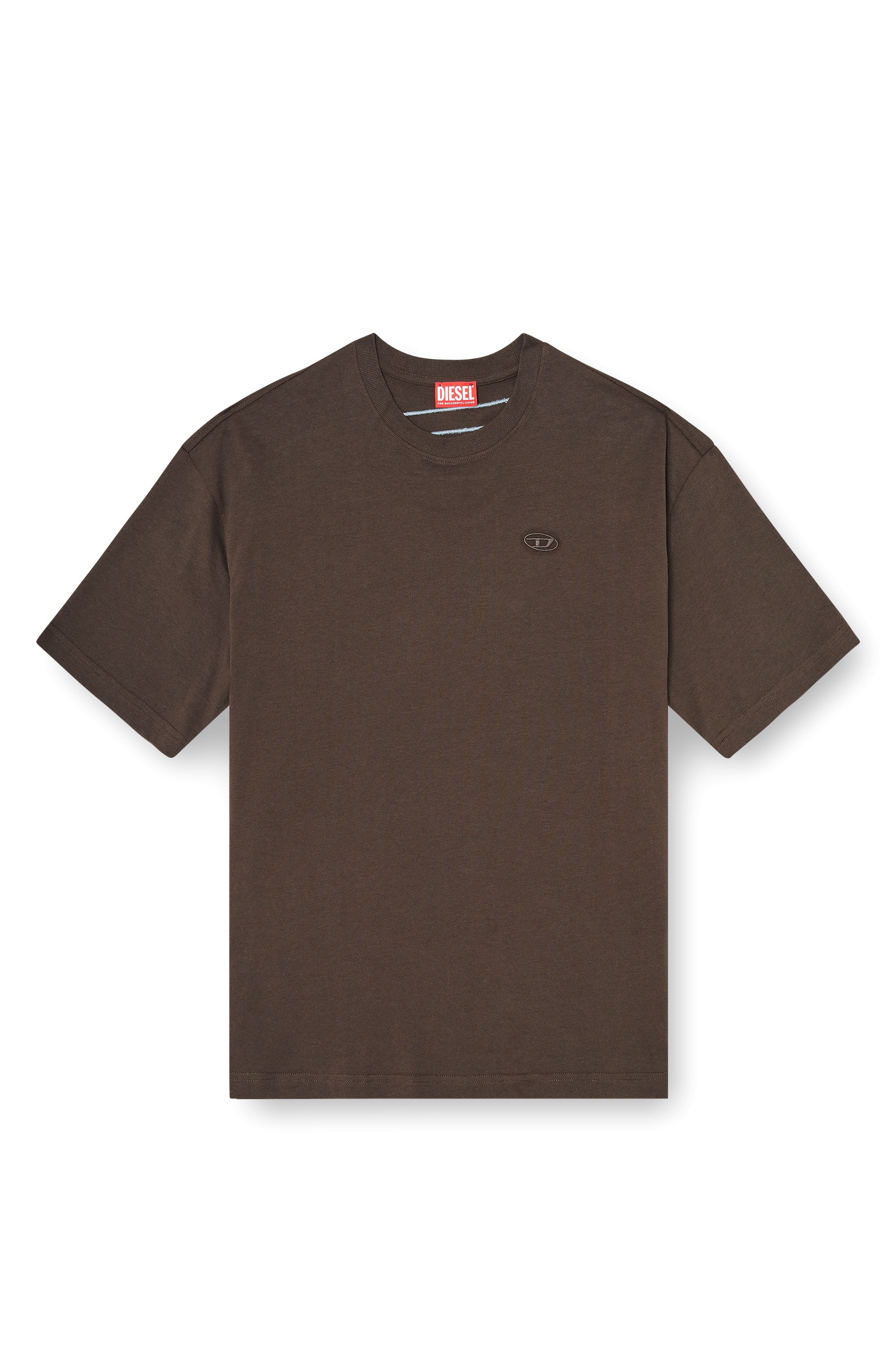 Diesel - T-BOGGY-MEGOVAL-D, T-shirt con maxi-ricamo oval D Uomo in Marrone - 3