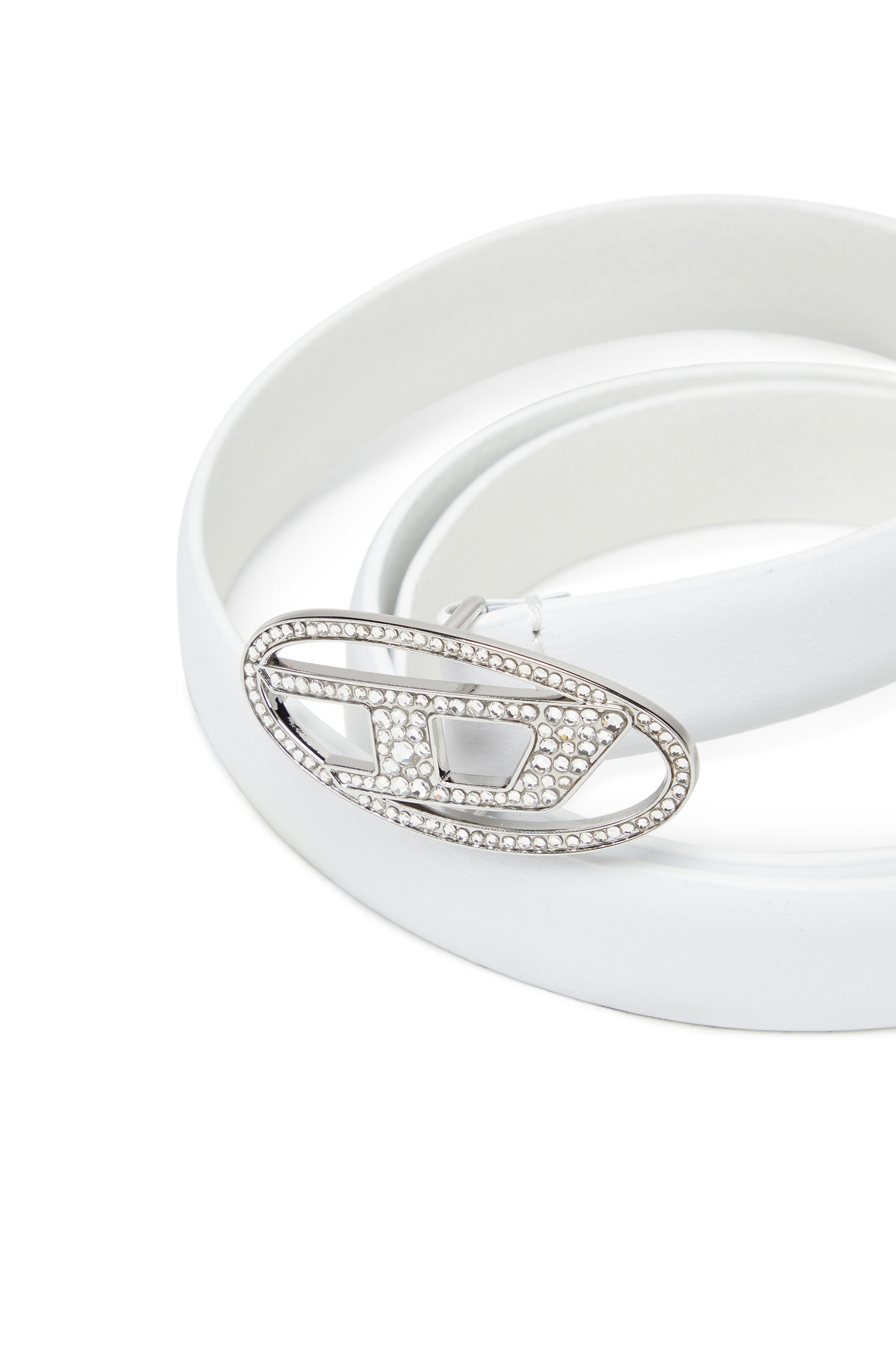 Diesel - B-1DR STRASS 20, Cintura 1.9 cm sottile con fibbia gioiello Donna in Bianco - 3