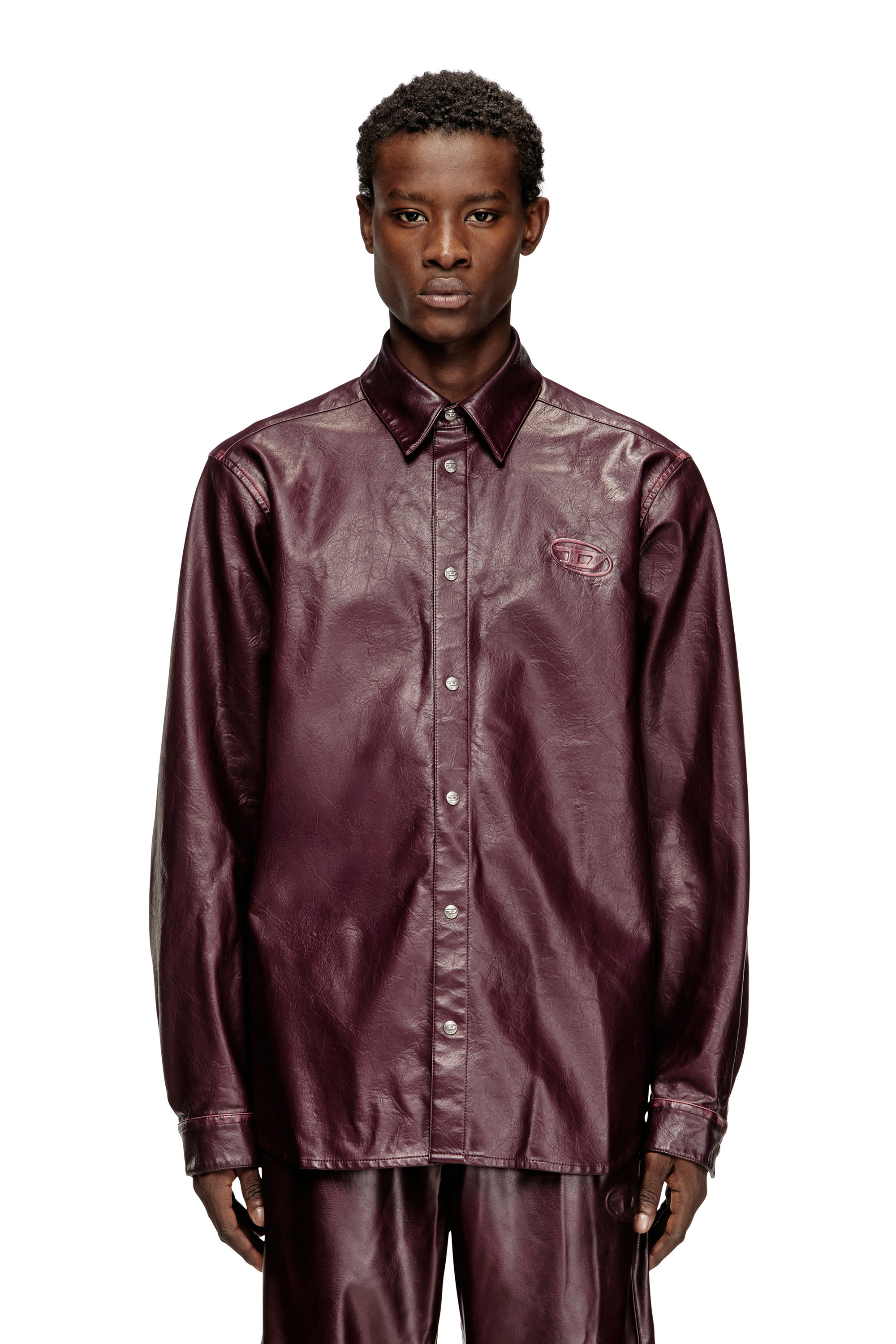 Diesel - FR-S-SIMPLY, Camicia con logo burgundy Uomo in Rosso - 1